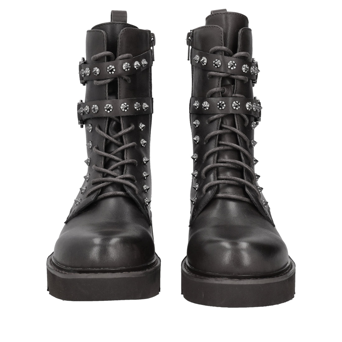 black louis ankle boot with studs and hooks