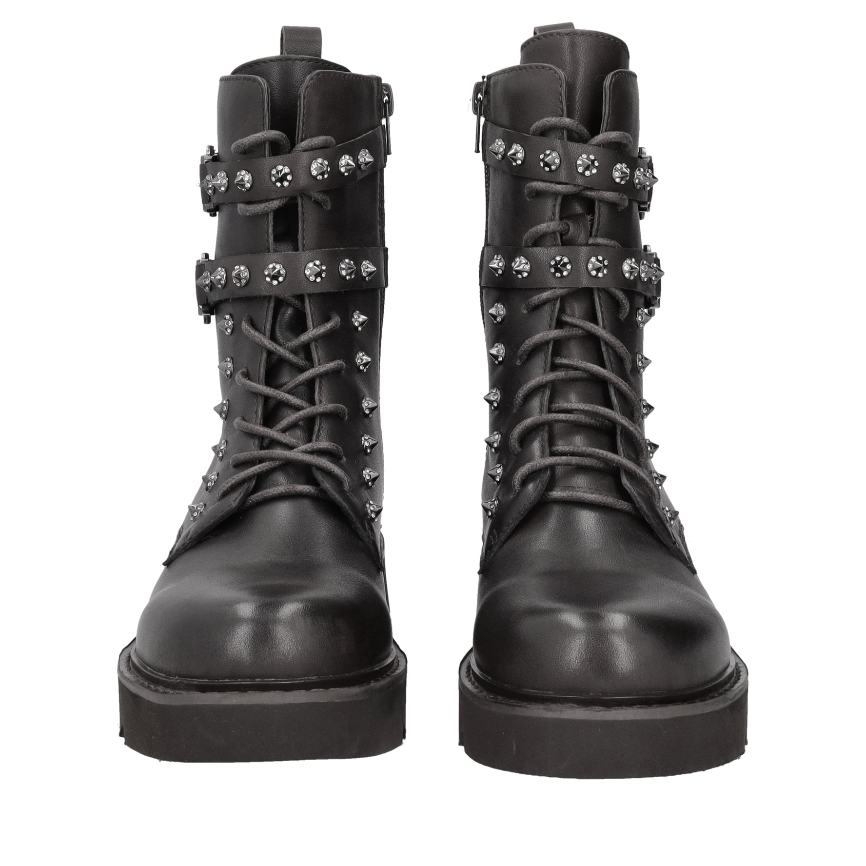 black louis ankle boot with studs and hooks
