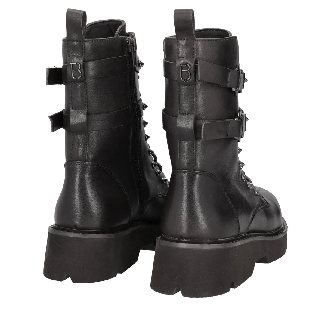 black louis ankle boot with studs and hooks