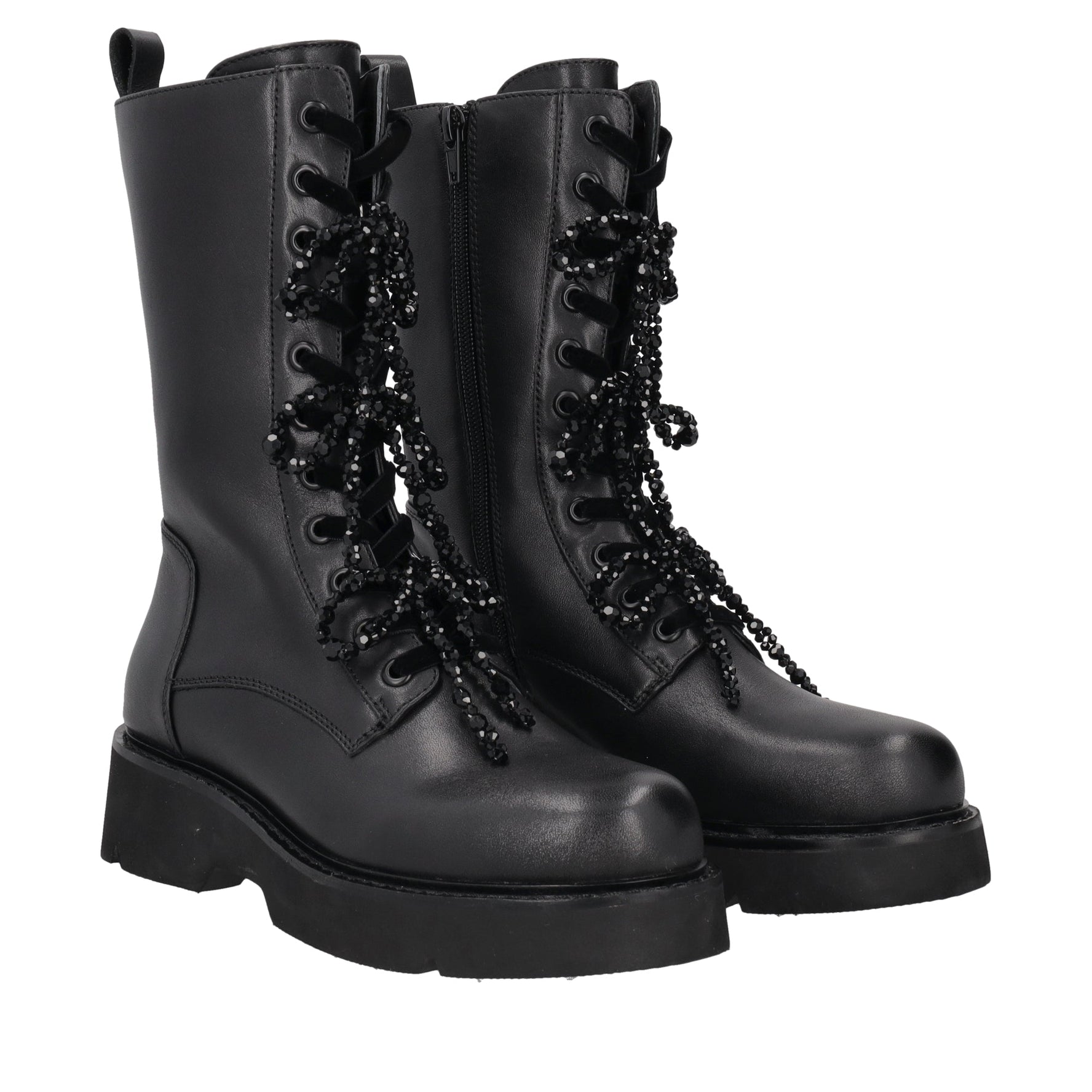 black louise ankle boot with pearl bows