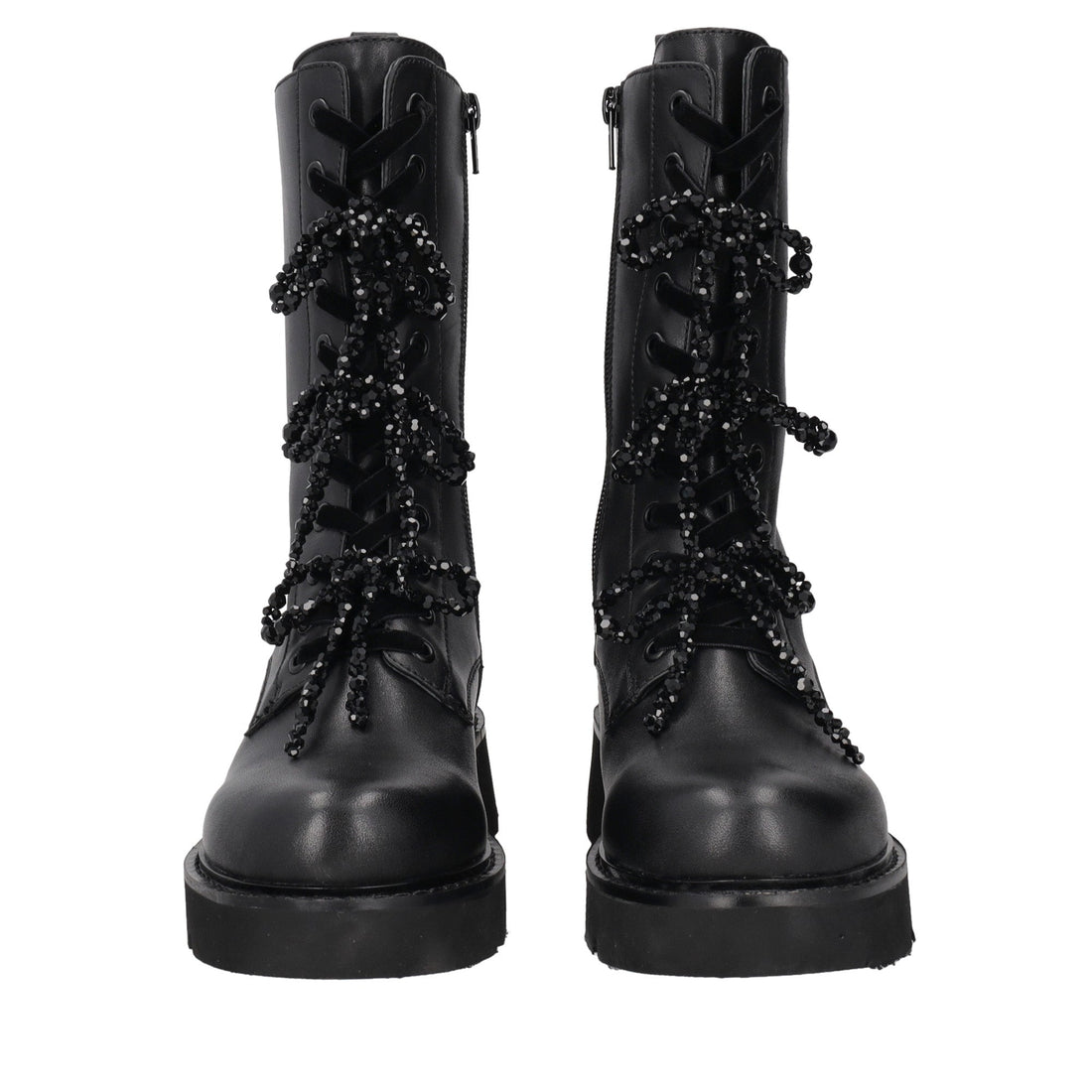 black louise ankle boot with pearl bows