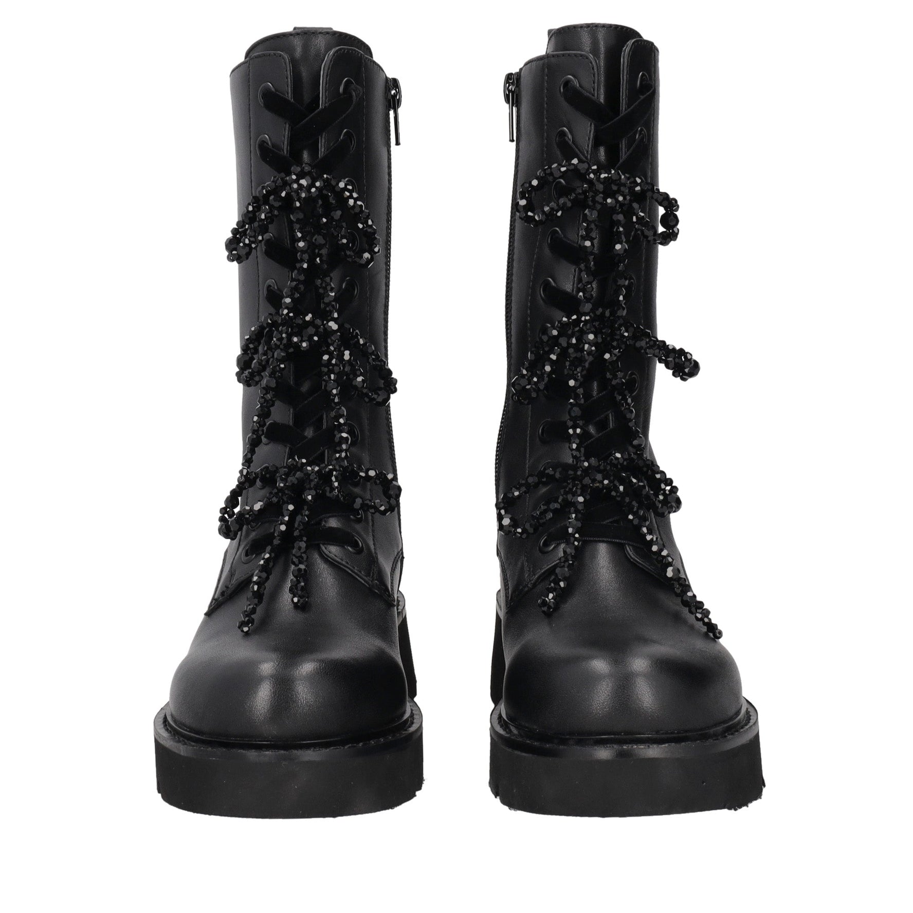 black louise ankle boot with pearl bows
