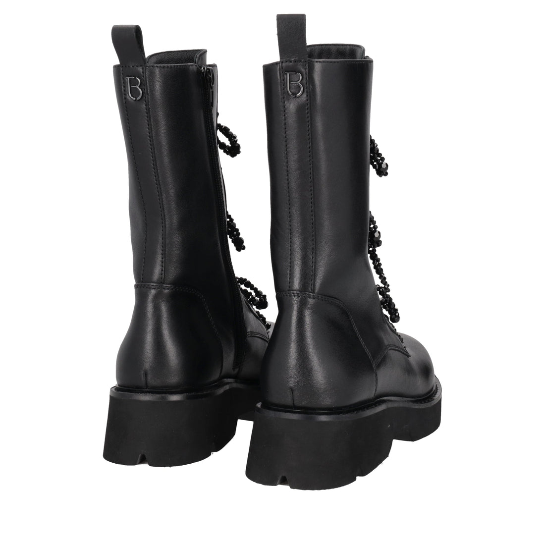 black louise ankle boot with pearl bows