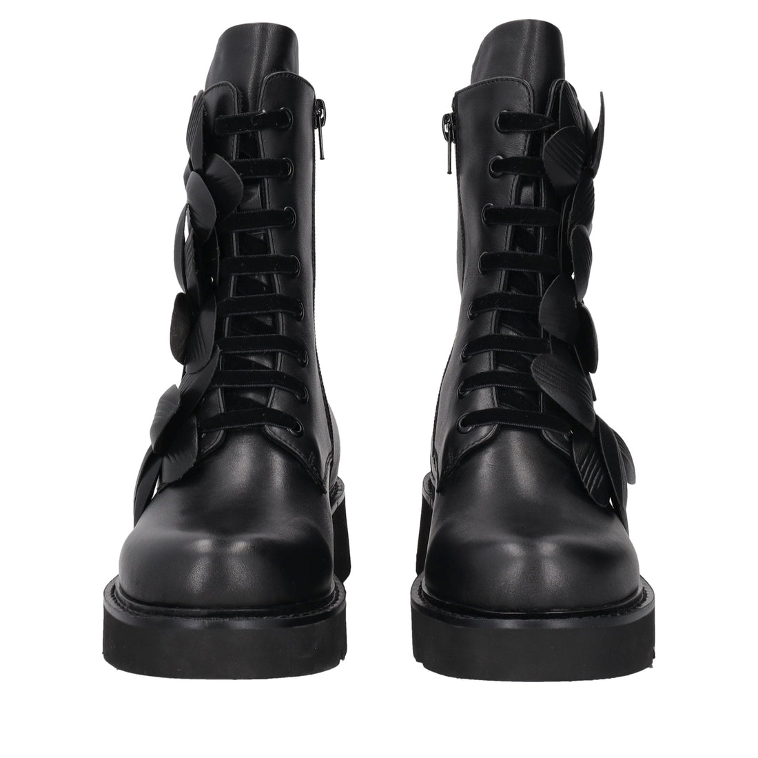 black louise ankle boot with leather flowers