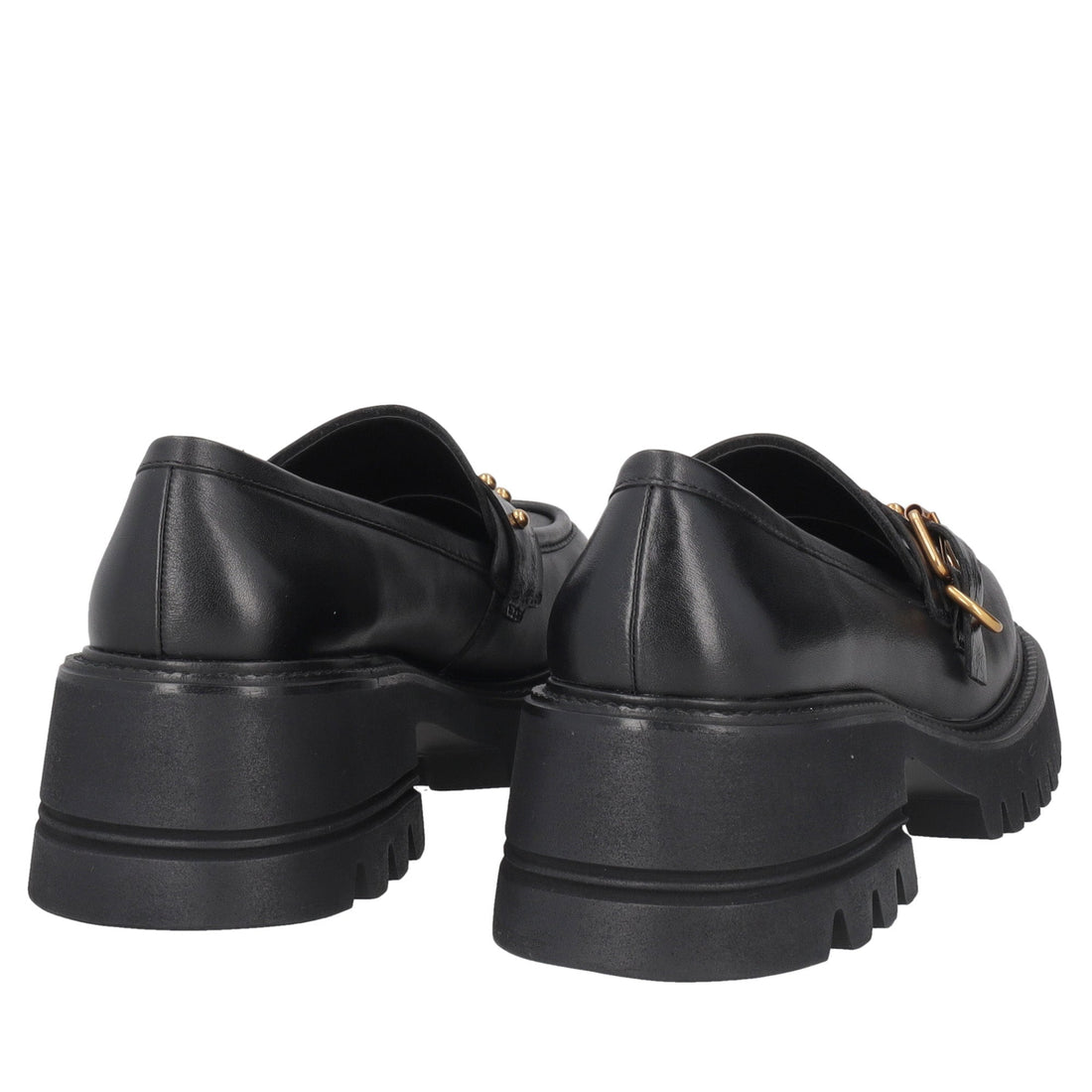 black madeleine leather loafer with accessory