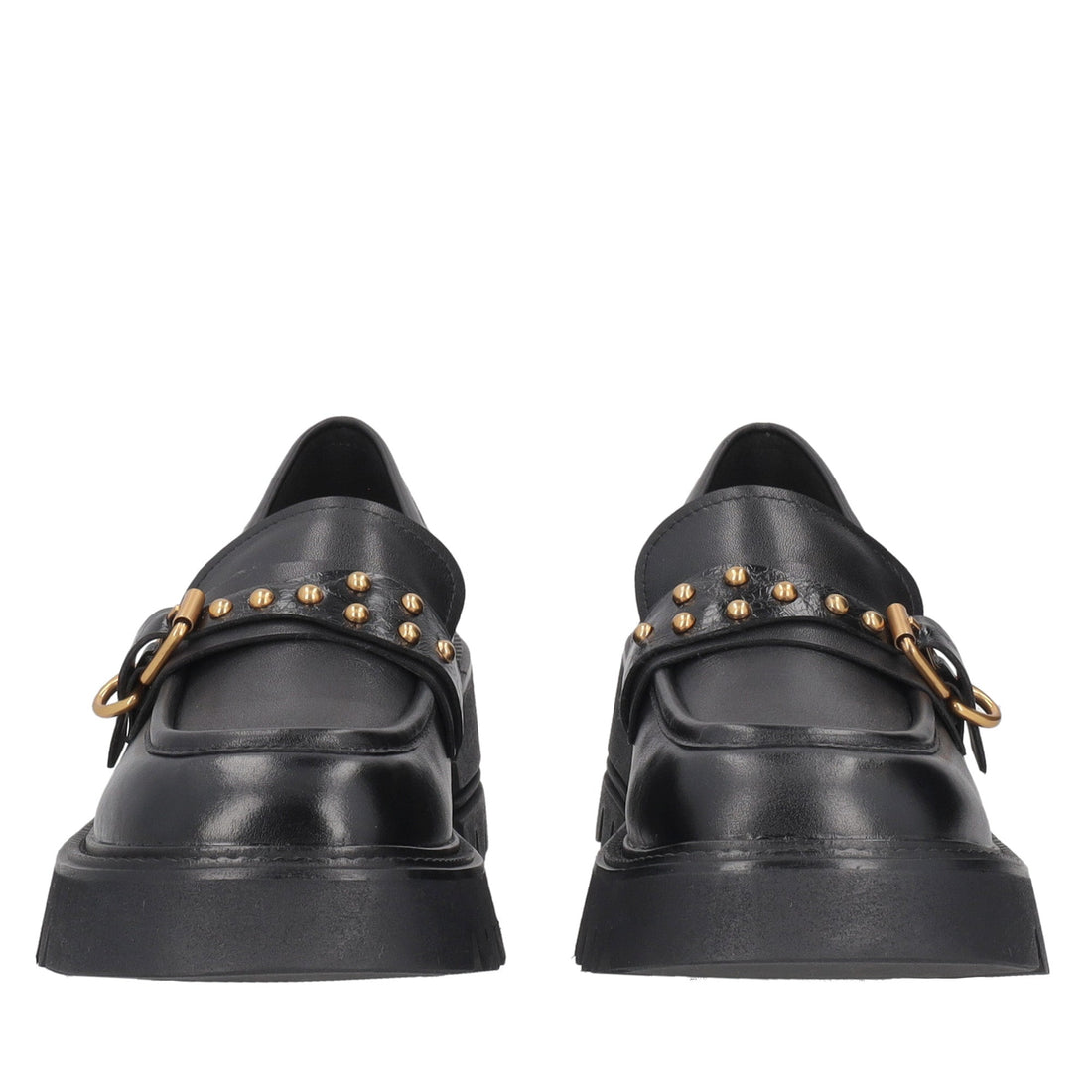 black madeleine leather loafer with accessory