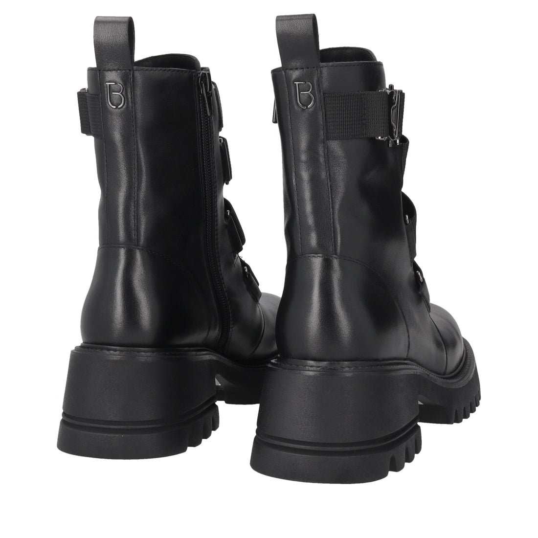 black madeleine leather ankle boot with ribbons