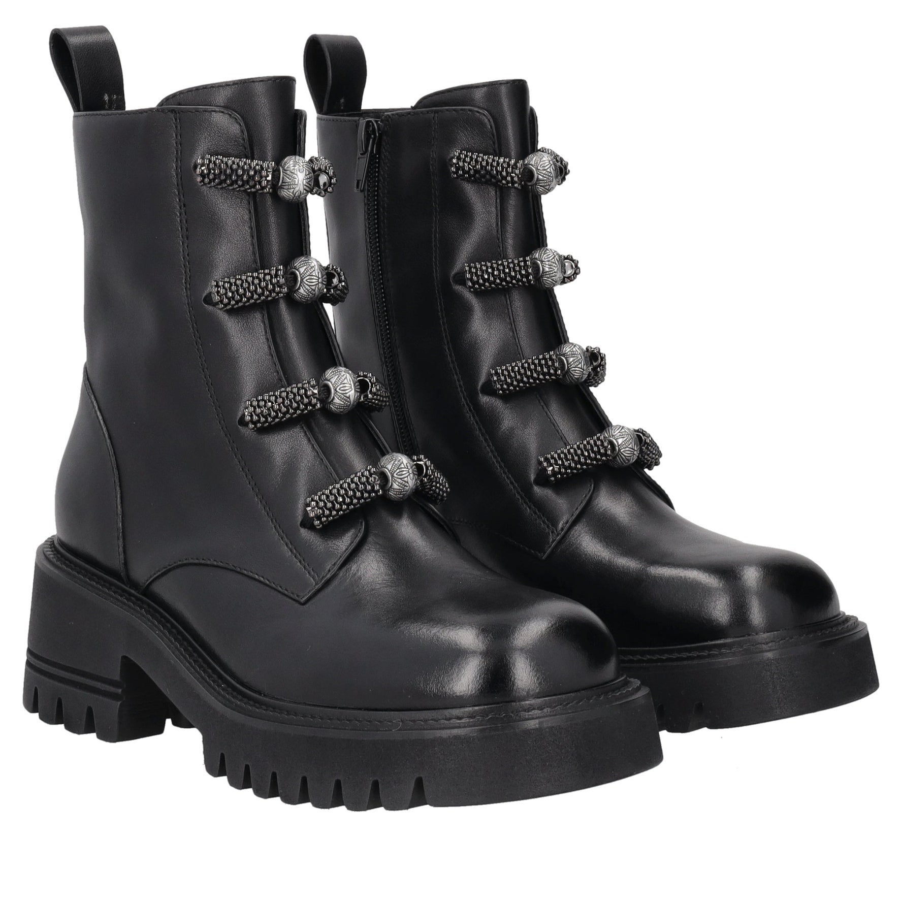 black madeleine ankle boot with accessories