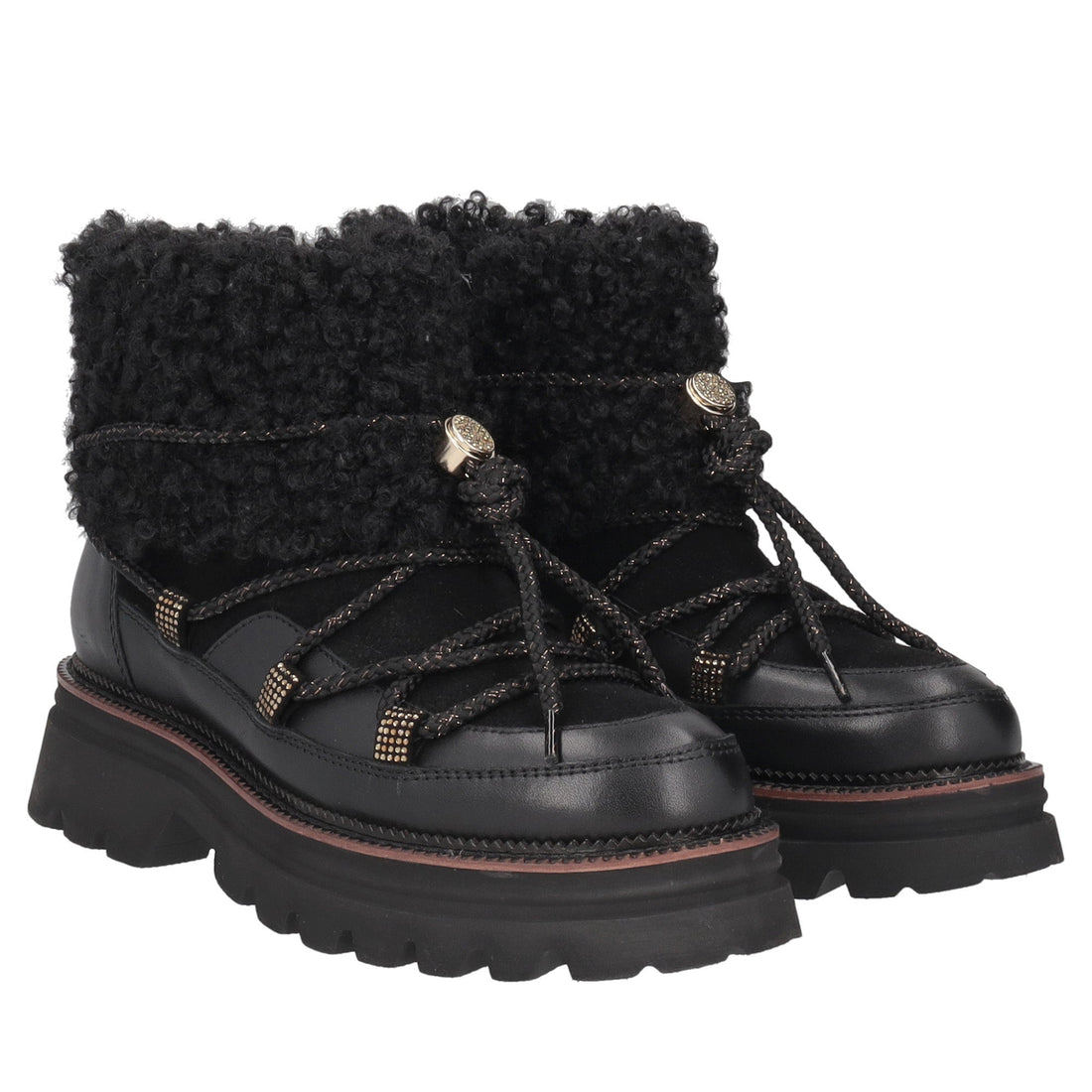 black roxane leather ankle boot with laces