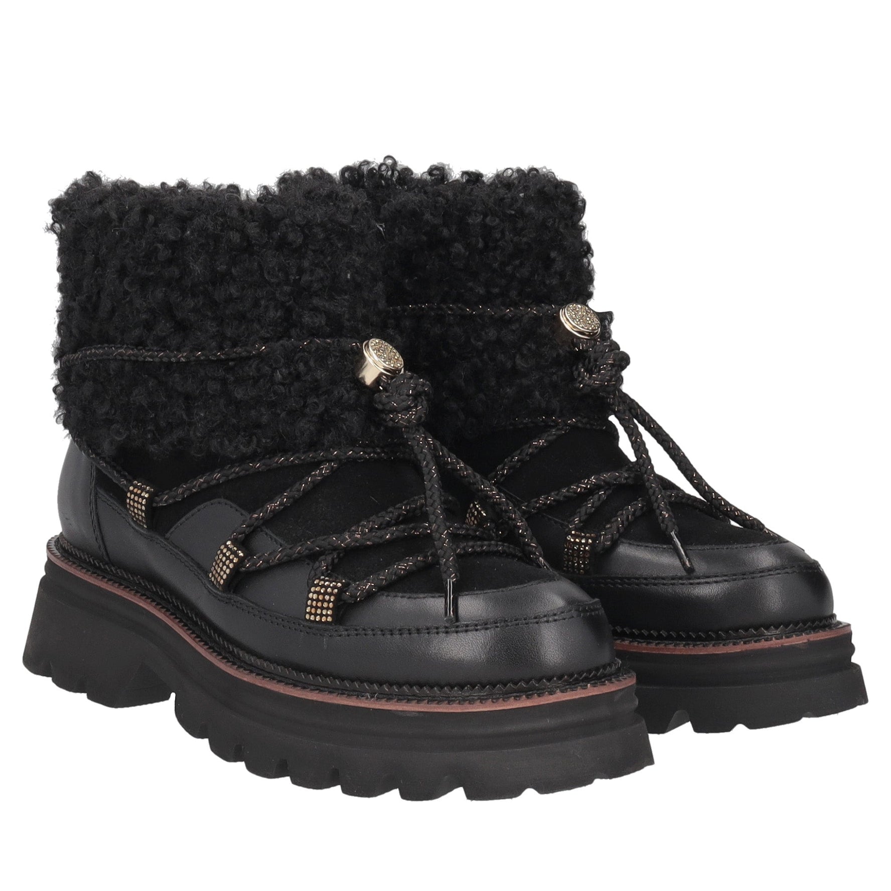 black roxane leather ankle boot with laces