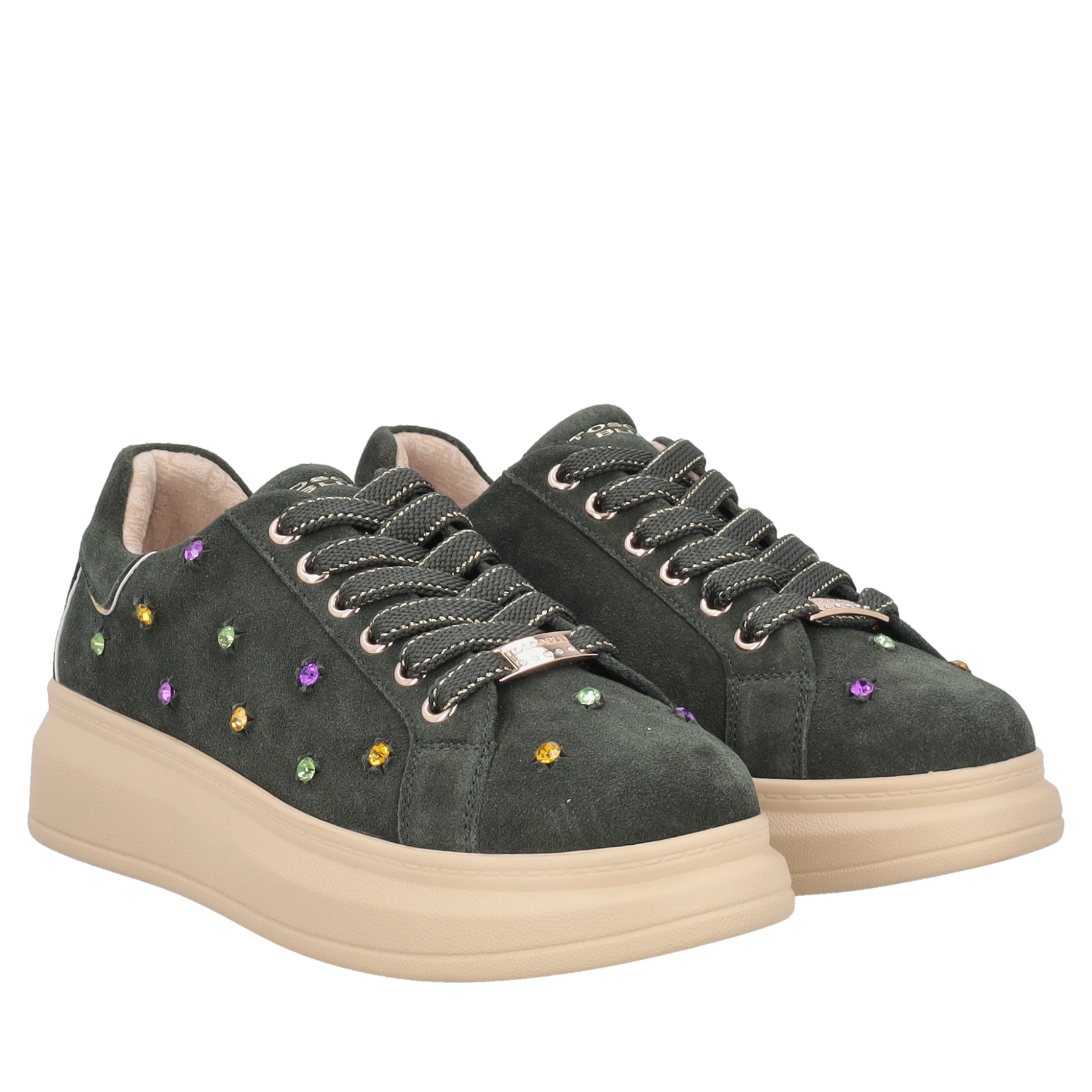 Sneaker City Jungle con strass colore verde