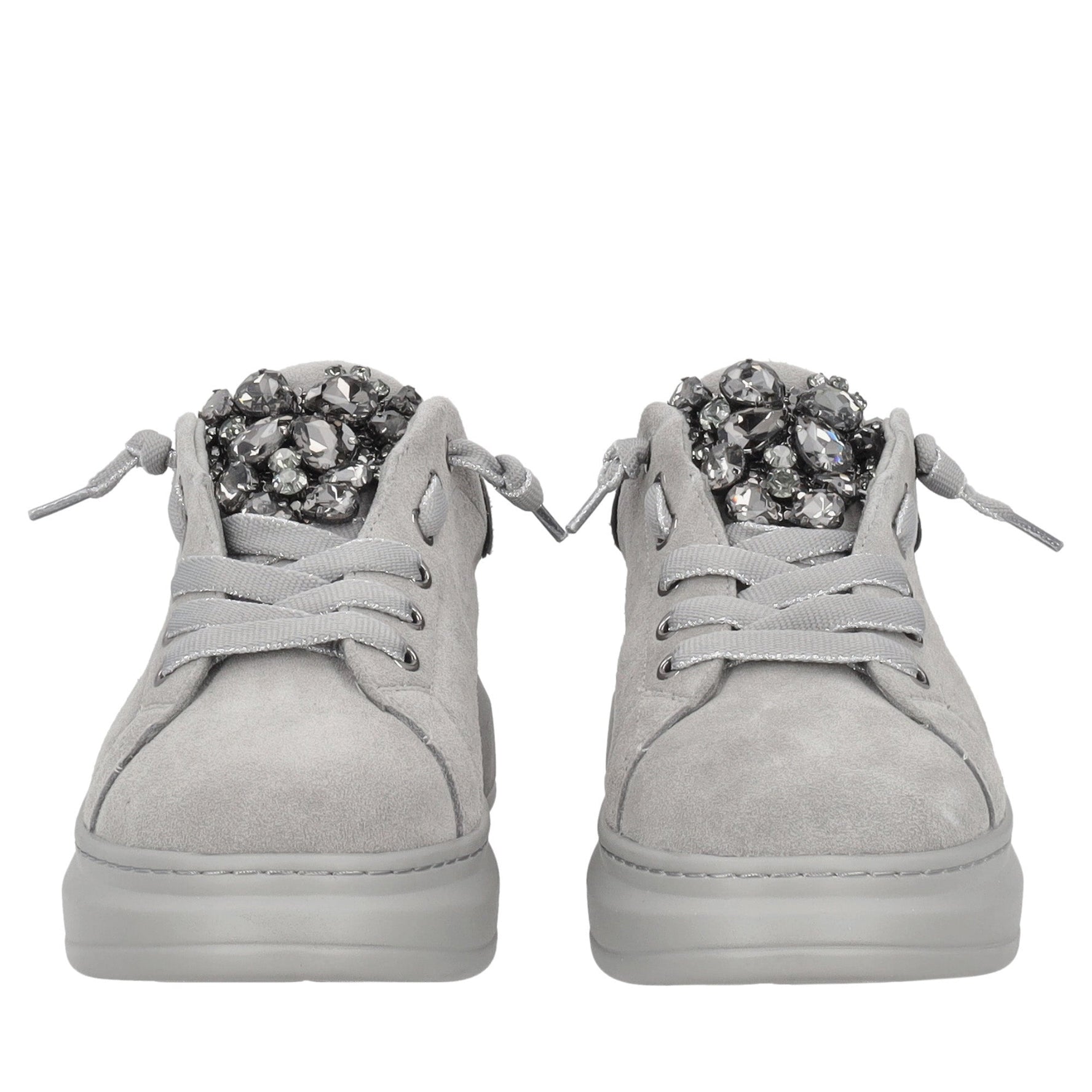 sneaker luxe in suede con pietre gioiello colore grigio scuro SF2602s020 c74 SF2602S020.C74.38_2