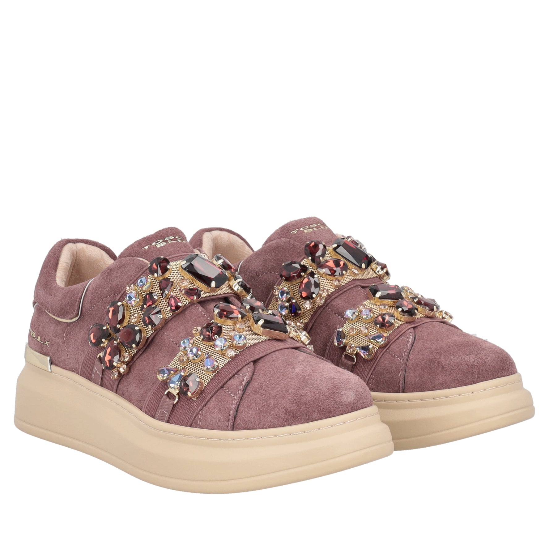 Sneaker City Luxe con fascia in strass colore malva