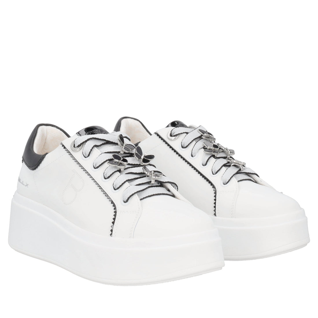 sneaker sweet city in pelle con farfalle colore bianco nero sf2603s045 00a