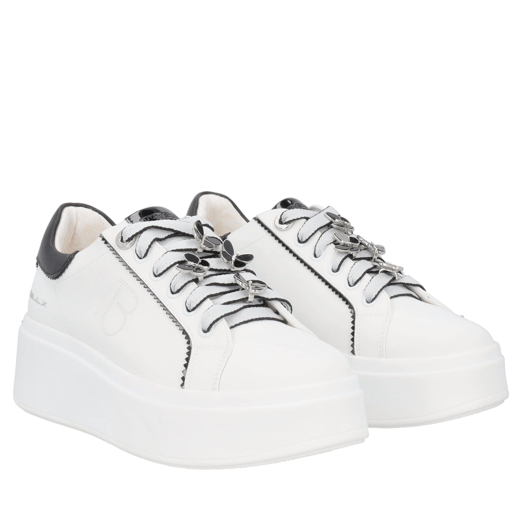 sneaker sweet city in pelle con farfalle colore bianco nero sf2603s045 00a