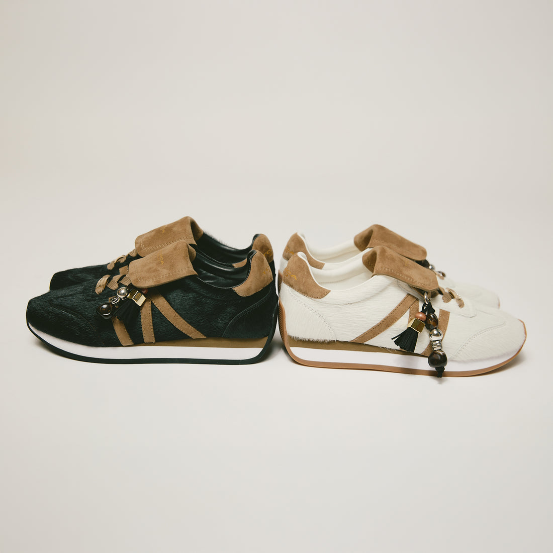 Sneaker Eclipse in cavallino con charm colore bianco/cuoio