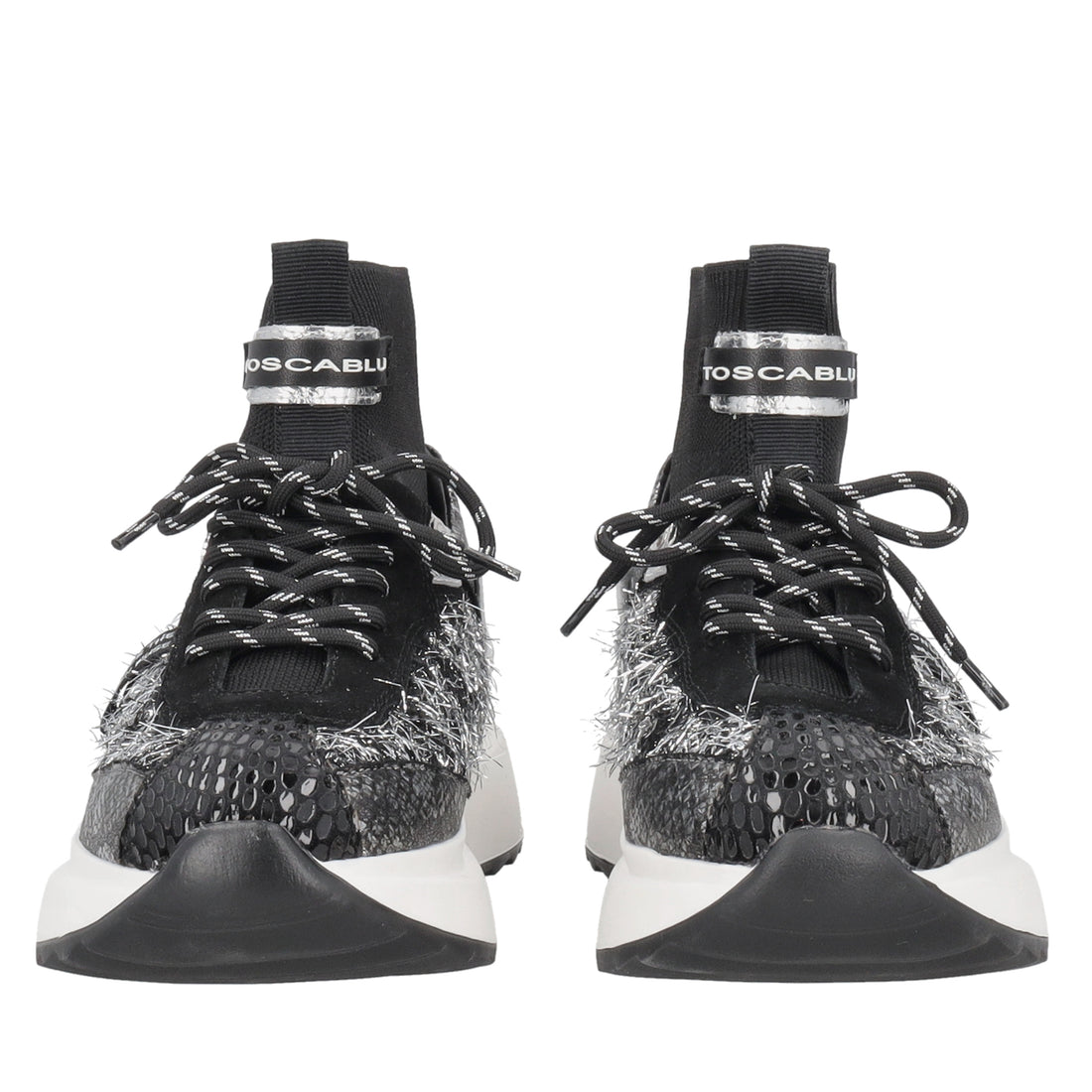 BLACK/SILVER Foxy fabric sneakers