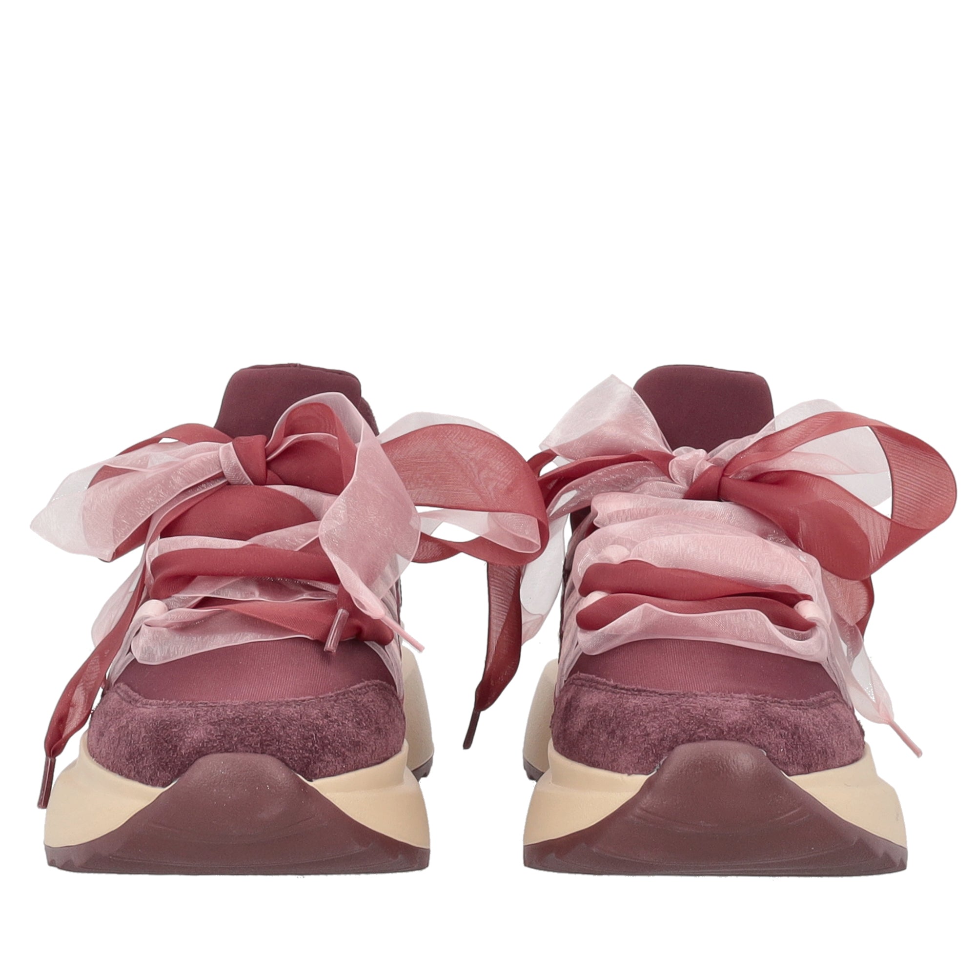 sneaker foxy in pelle con maxi fiocco in tulle colore bordeaux rosa SF2605s071 23p SF2605S071.23P.38_2