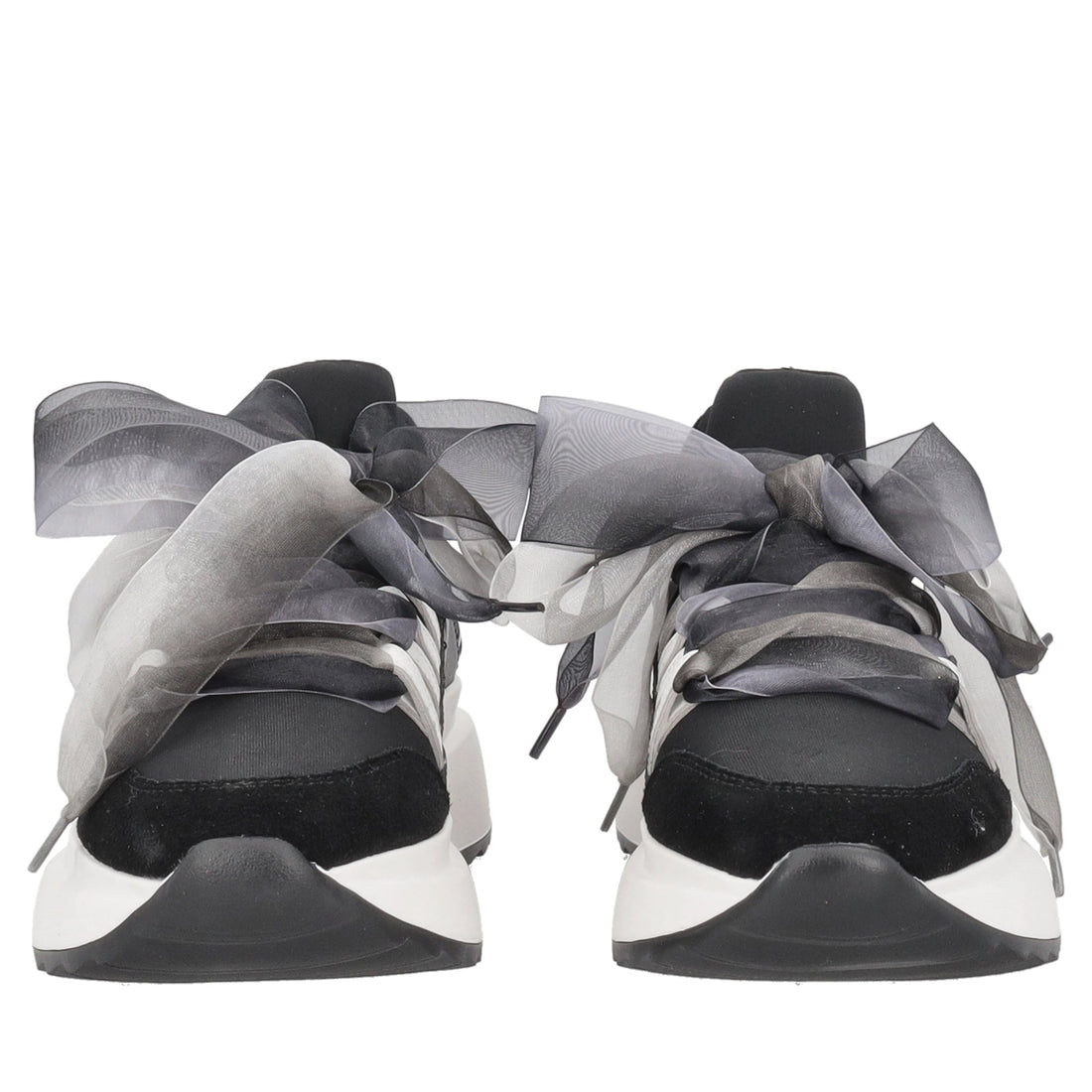 sneaker foxy in pelle con maxi fiocco in tulle colore nero bianco SF2605s071 99b SF2605S071.99B.38_2
