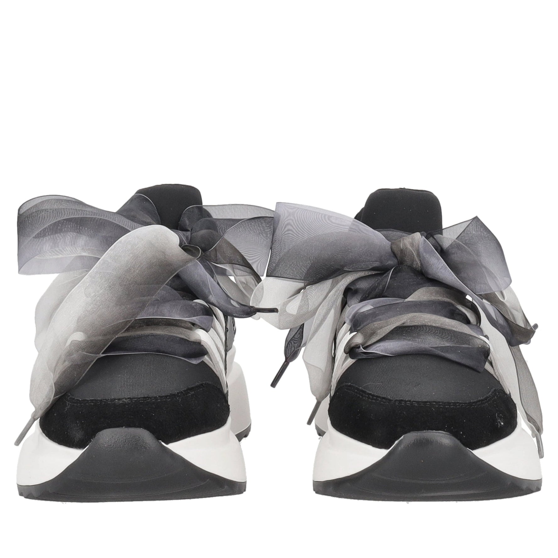 sneaker foxy in pelle con maxi fiocco in tulle colore nero bianco SF2605s071 99b SF2605S071.99B.38_2