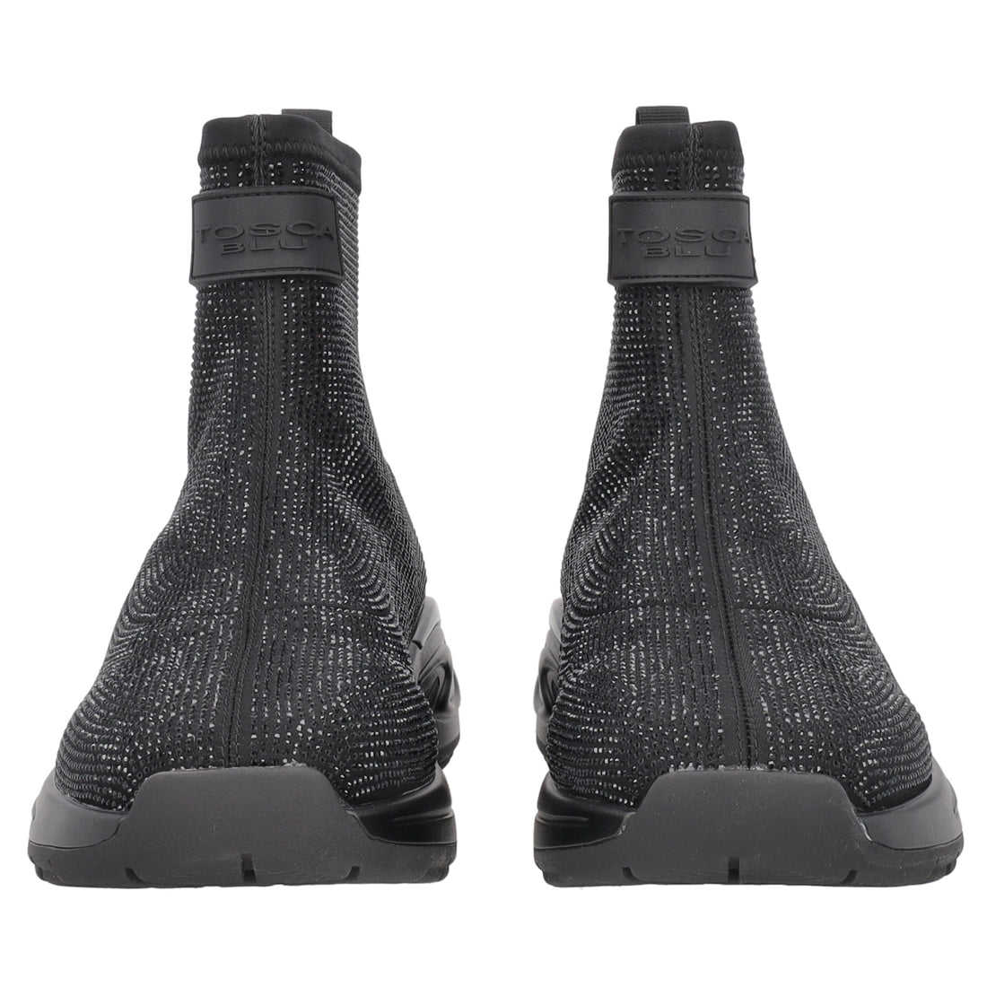 BLACK Wave Runner lycra sneakers with micro-rhinestone