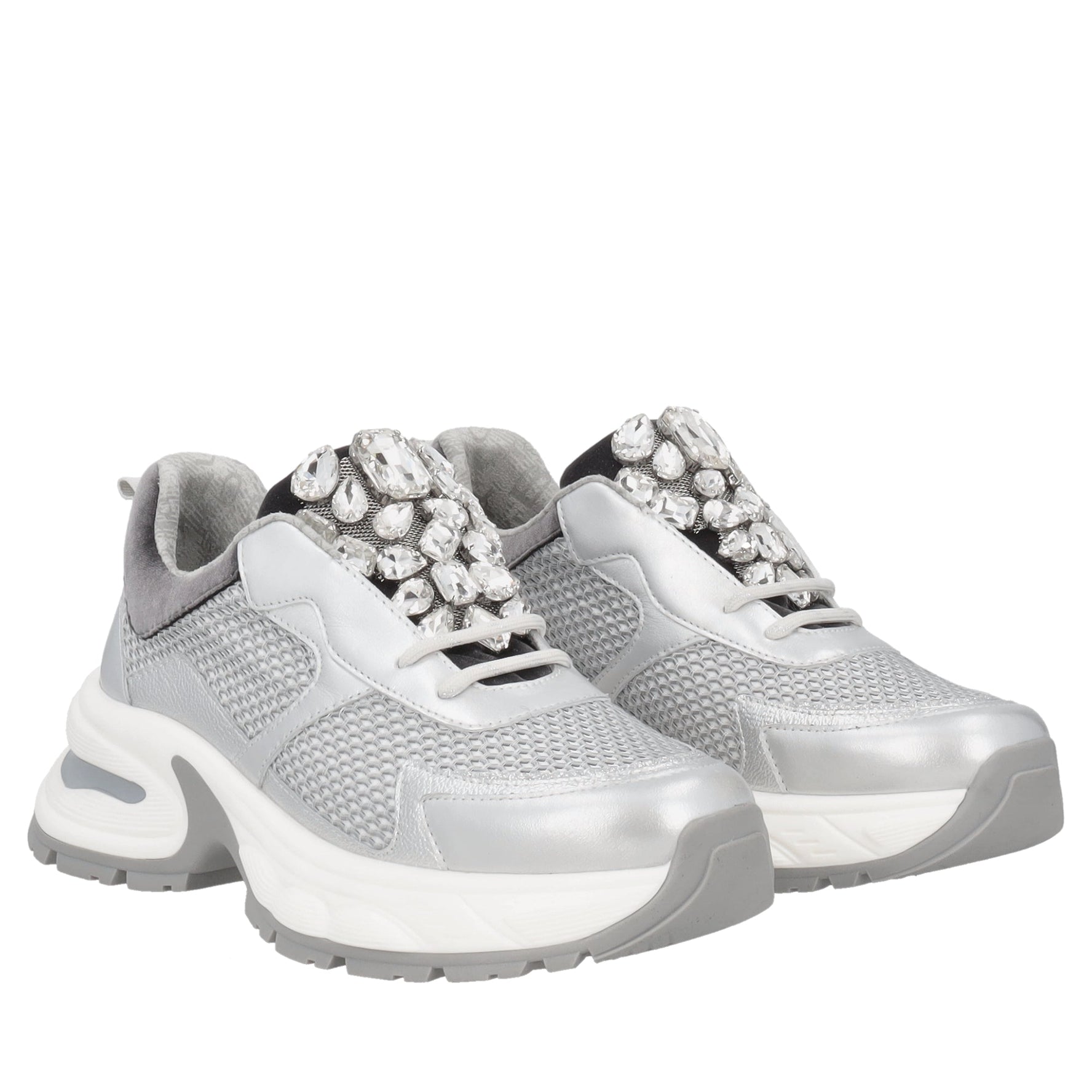 sneaker diamantika con accessorio gioiello colore grigio scuro sf2626s103 c74