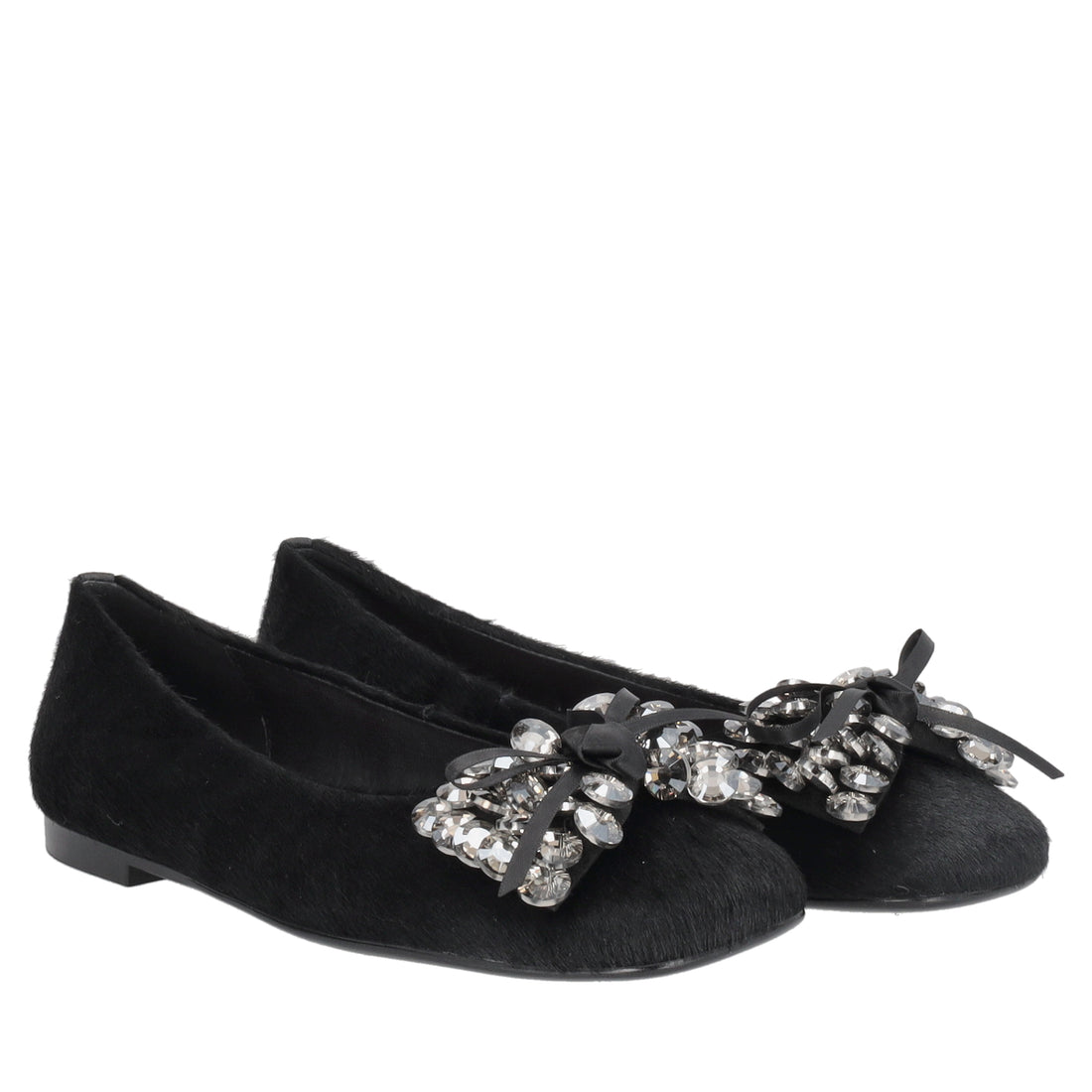 Ballerina Amy in pelle con fiocco colore nero