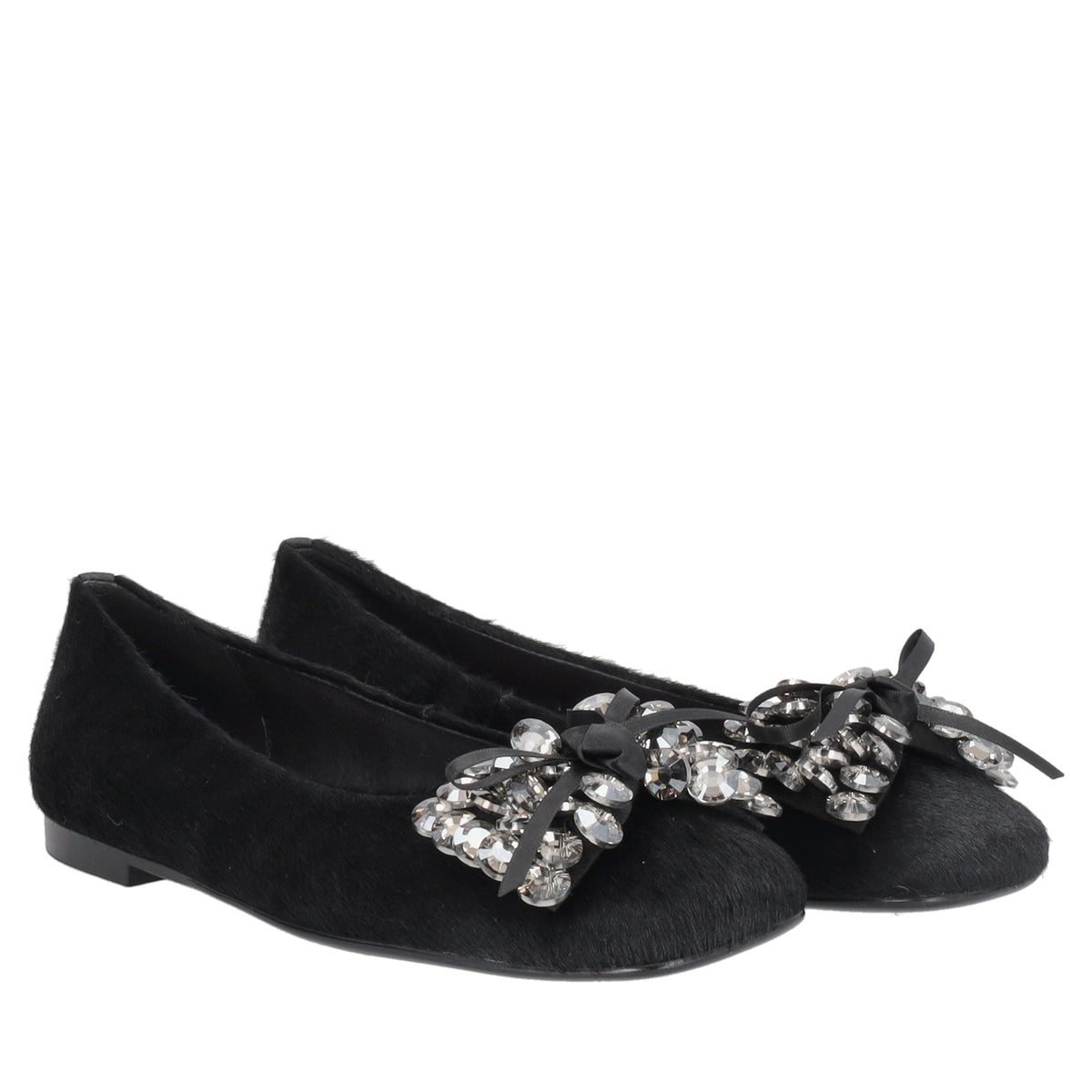 Ballerina Amy in pelle con fiocco colore nero