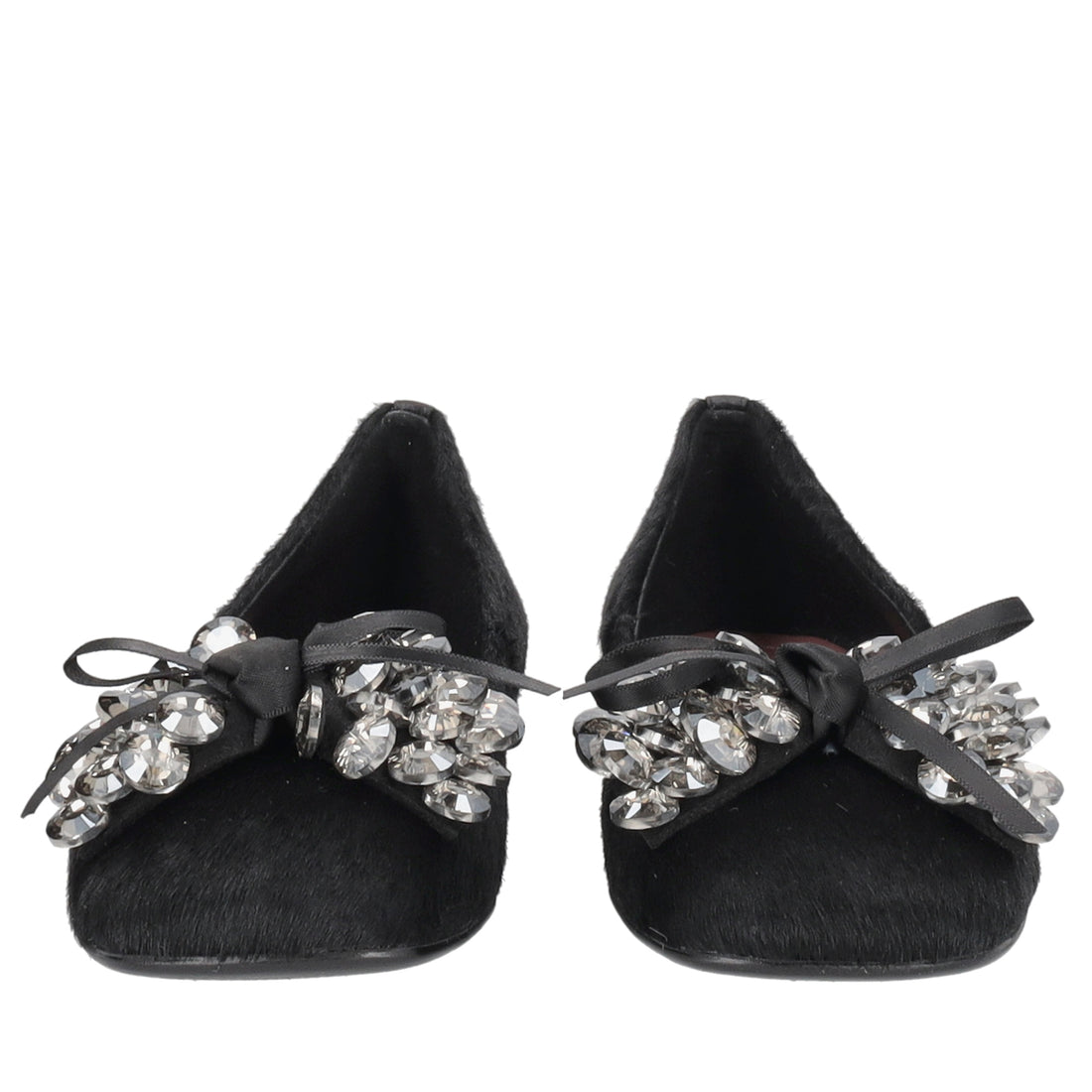 Ballerina Amy in pelle con fiocco colore nero