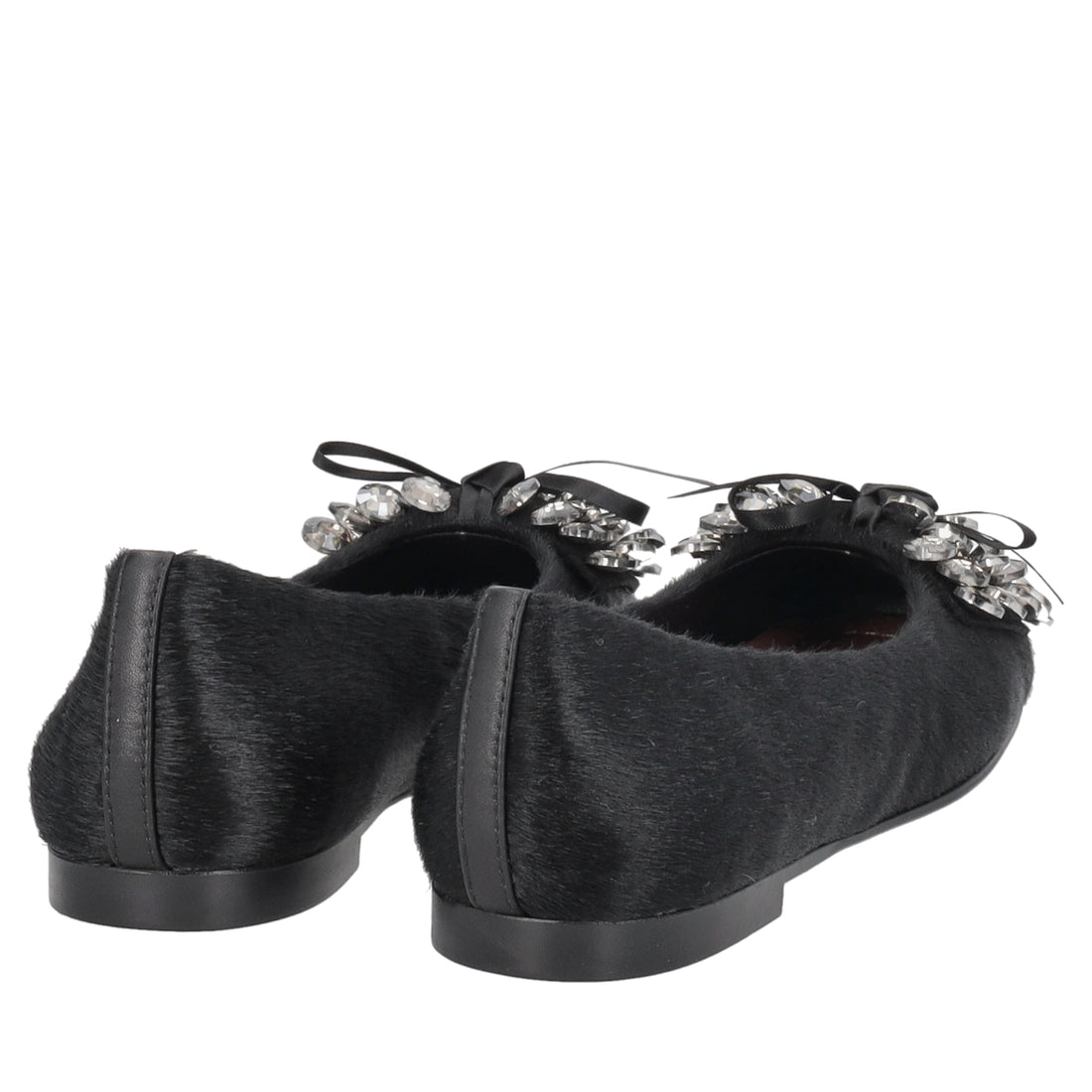 Ballerina Amy in pelle con fiocco colore nero
