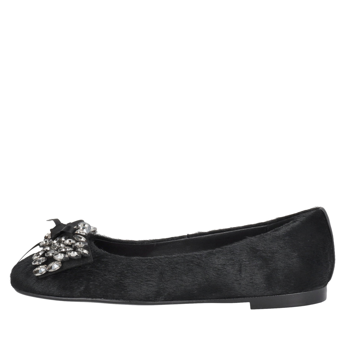 Ballerina Amy in pelle con fiocco colore nero