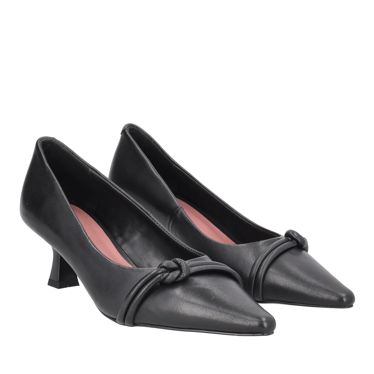 Decollete Antonietta in pelle con accessorio colore nero