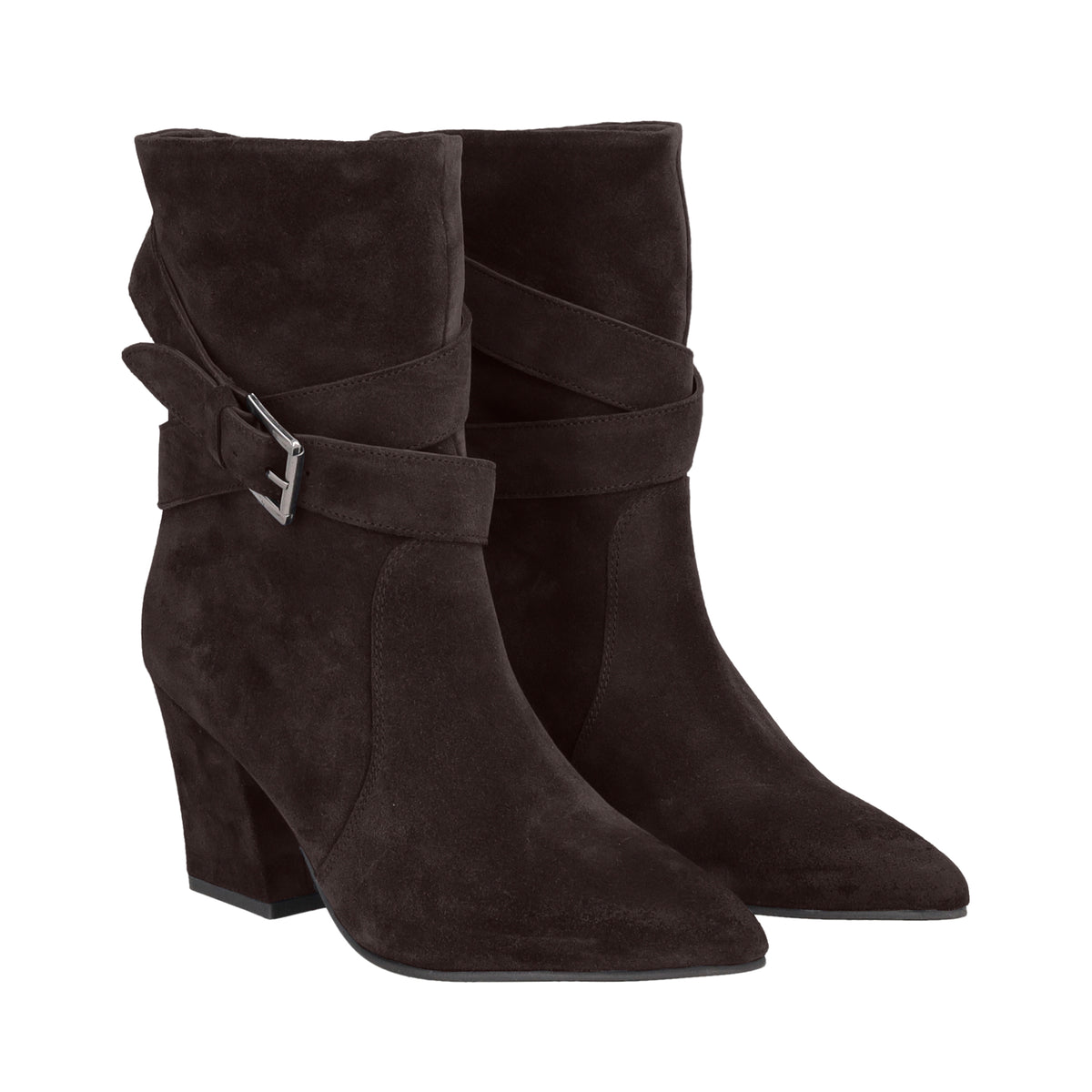 DARK BROWN Courtney pointed suede ankle boots