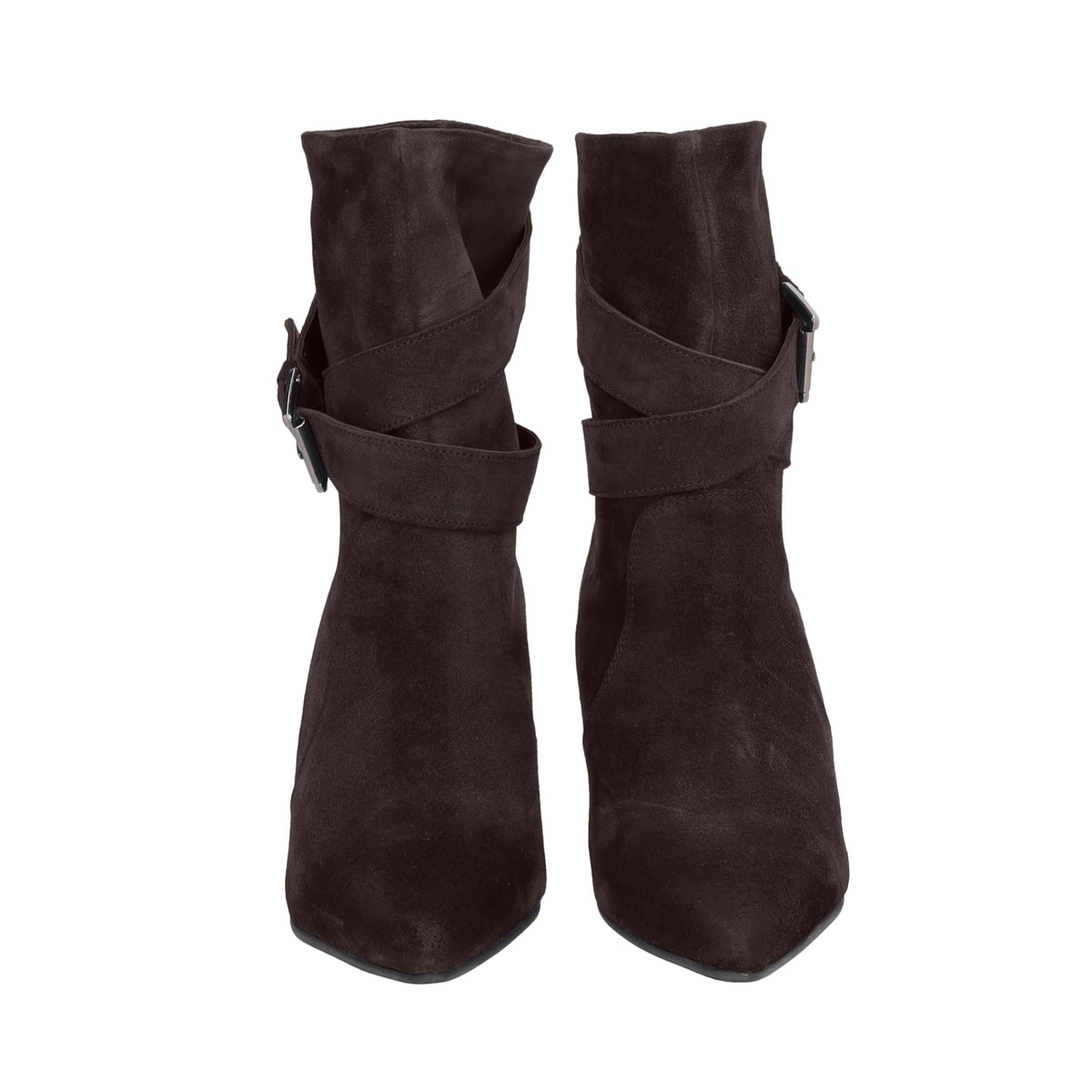 DARK BROWN Courtney pointed suede ankle boots