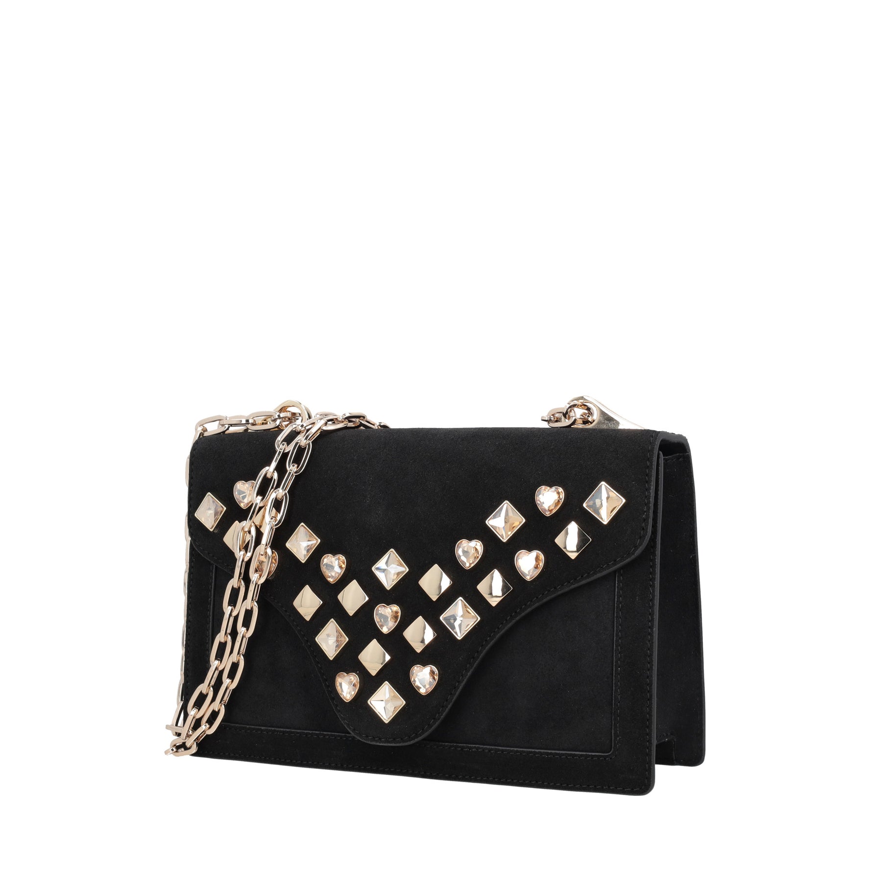 Tracollina Sweet Bag in suede con borchie colore nero
