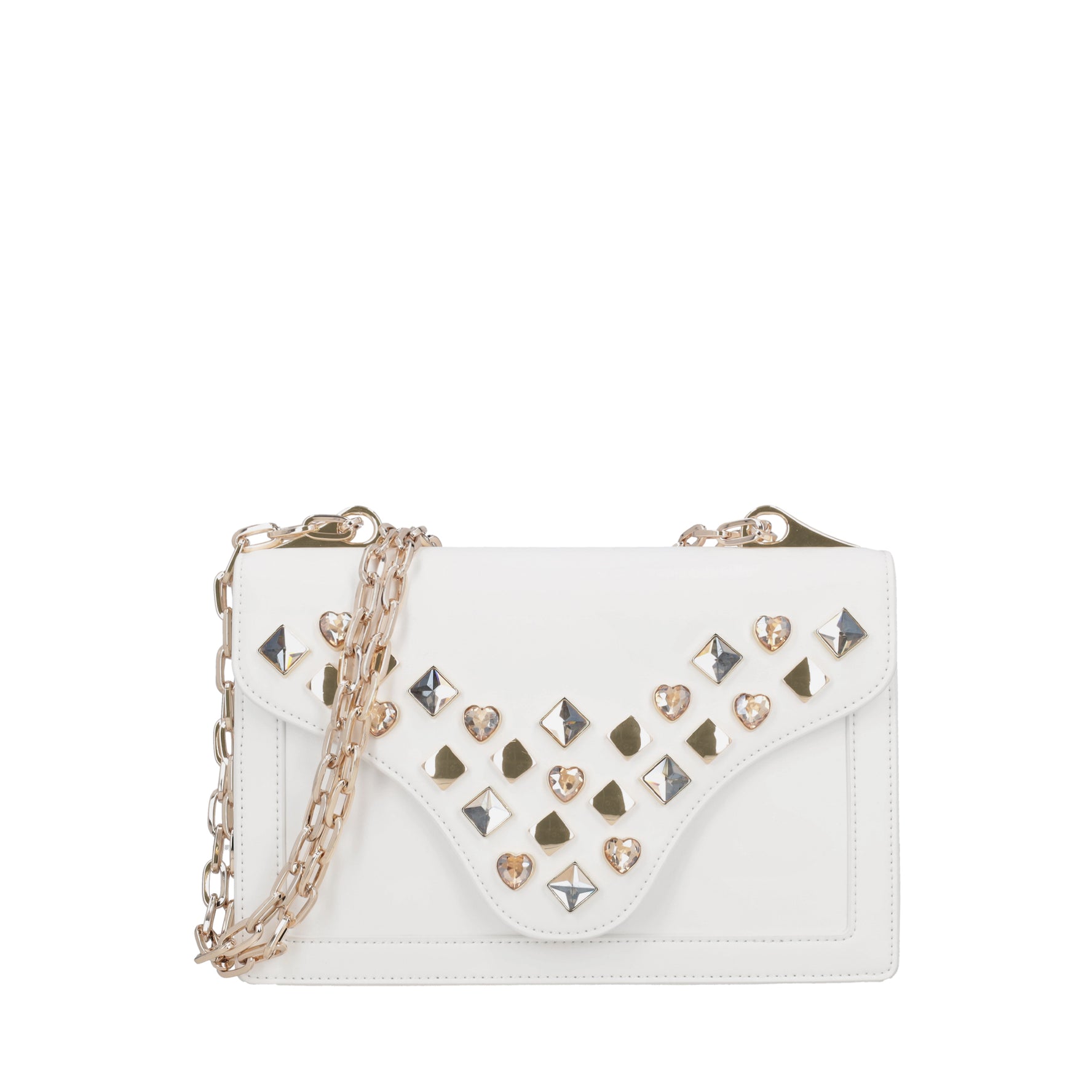 Tracollina Sweet Bag in pelle con borchie colore bianco