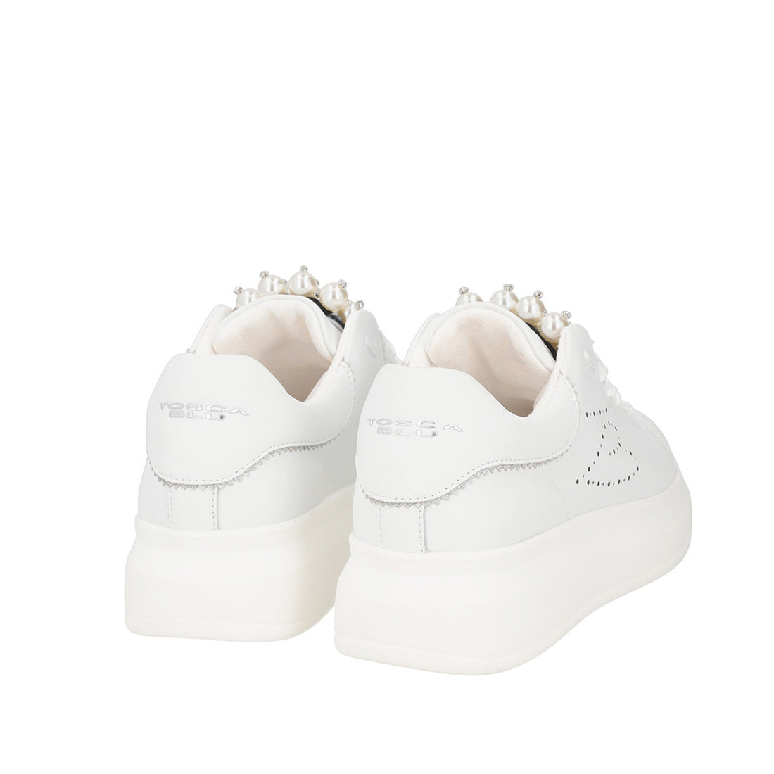 WHITE GLAMOUR SNEAKER IN LEATHER WITH PEARLS