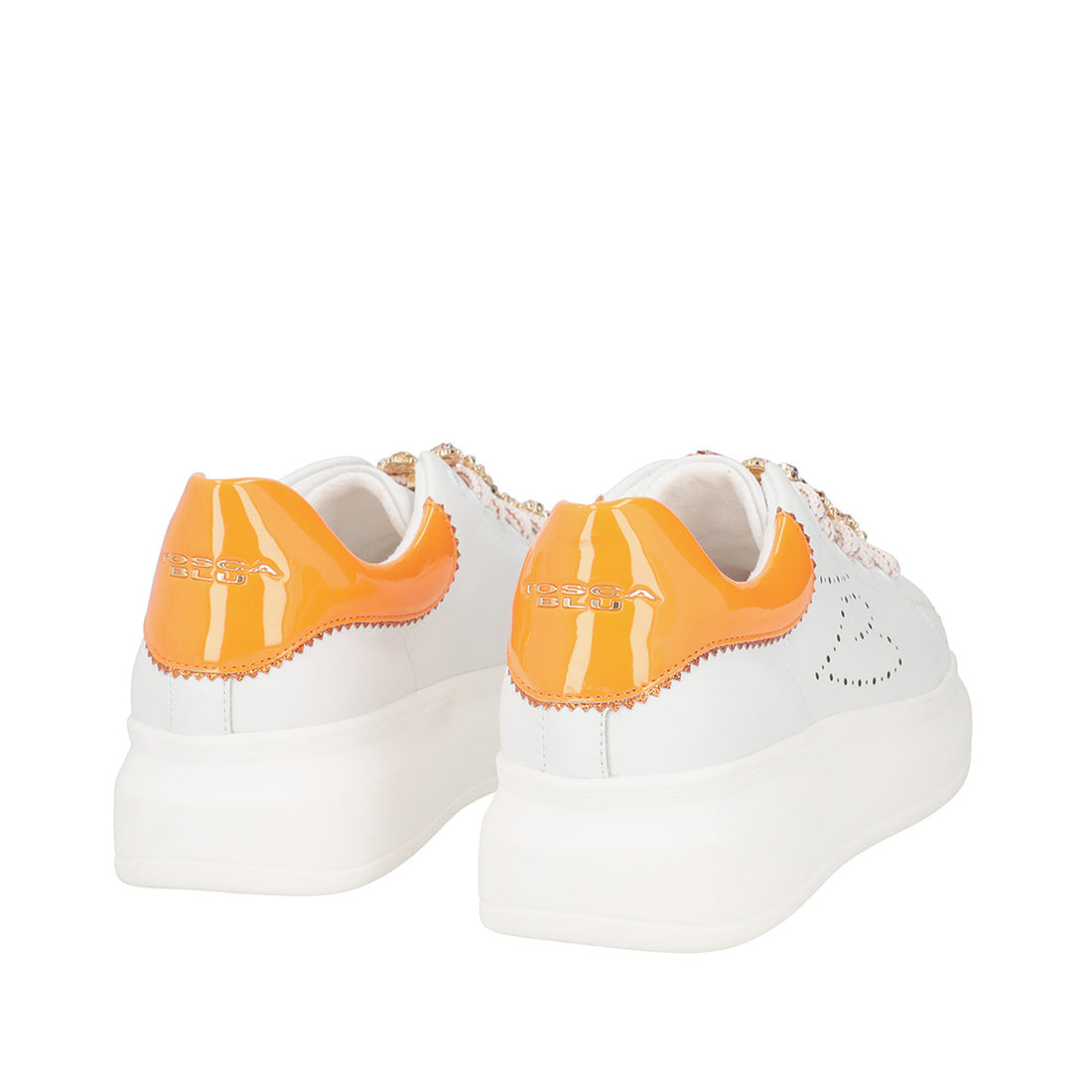 WHITE/ORANGE GLAMOUR SNEAKER WITH BUTTERFLY ACCESSORY