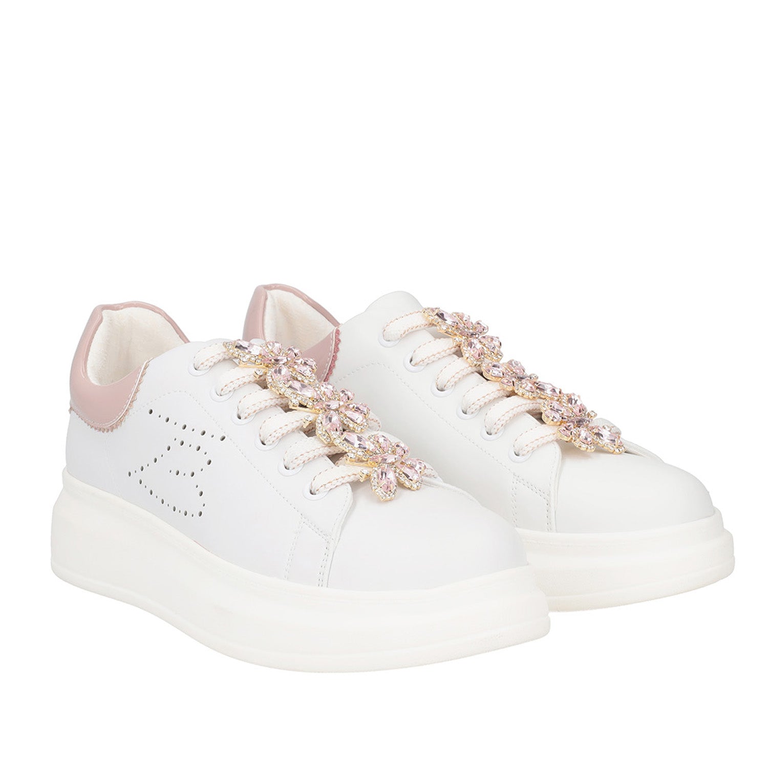 BIANCO/CIPRIA GLAMOUR SNEAKER WITH BUTTERFLY ACCESSORY