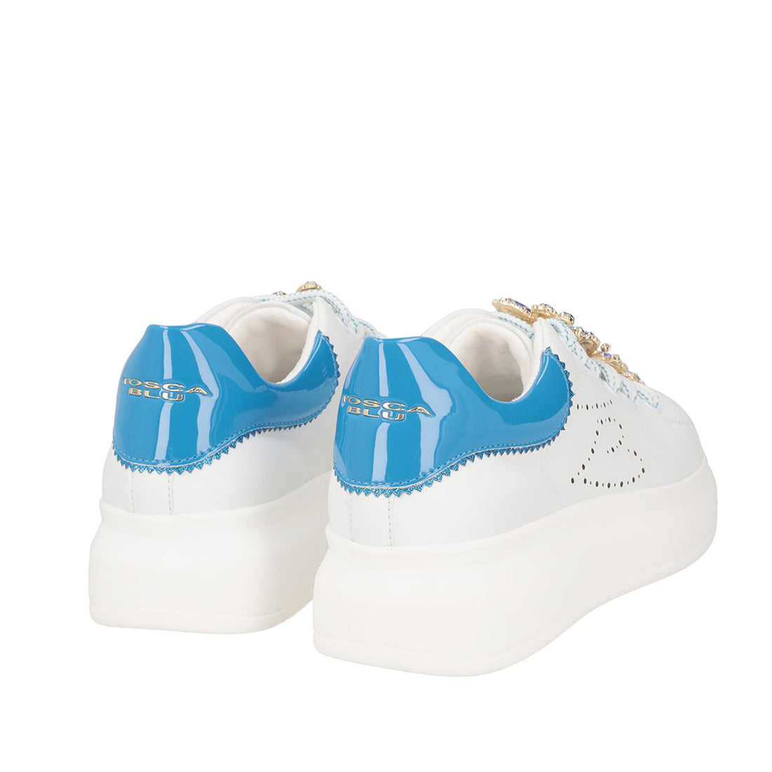WHITE/BLUETTE GLAMOUR SNEAKER WITH BUTTERFLY ACCESSORY