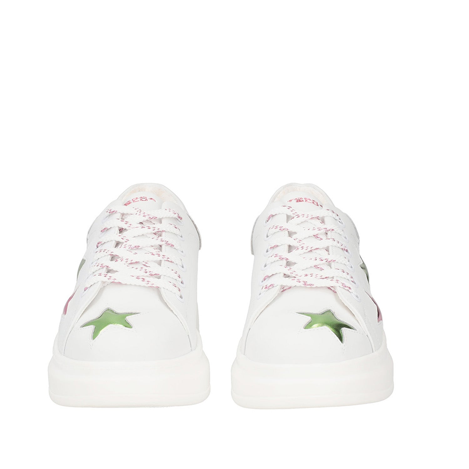WHITE LEATHER GLAMOUR SNEAKER WITH STARS