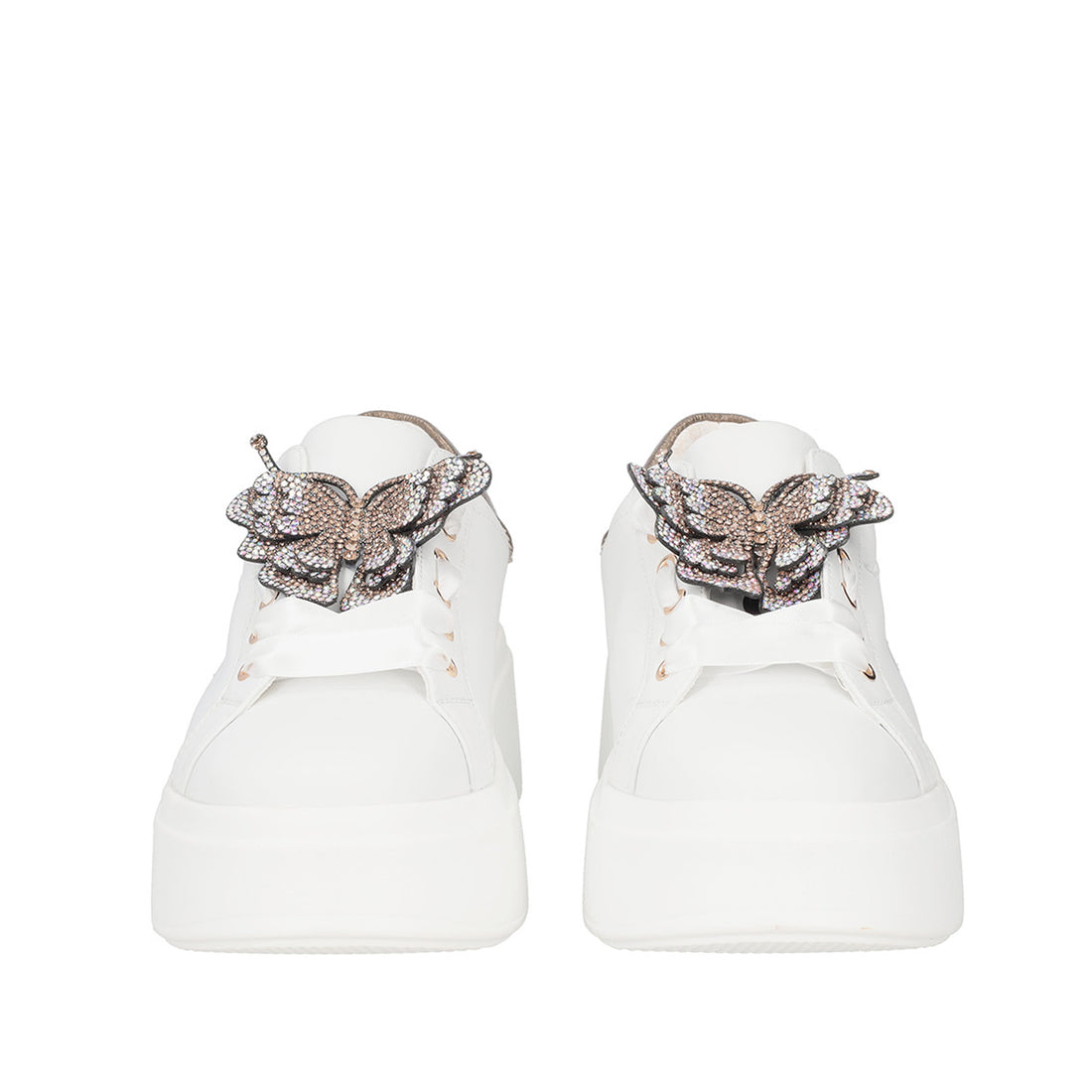 WHITE VANITY SNEAKER WITH JEWEL BUTTERFLY