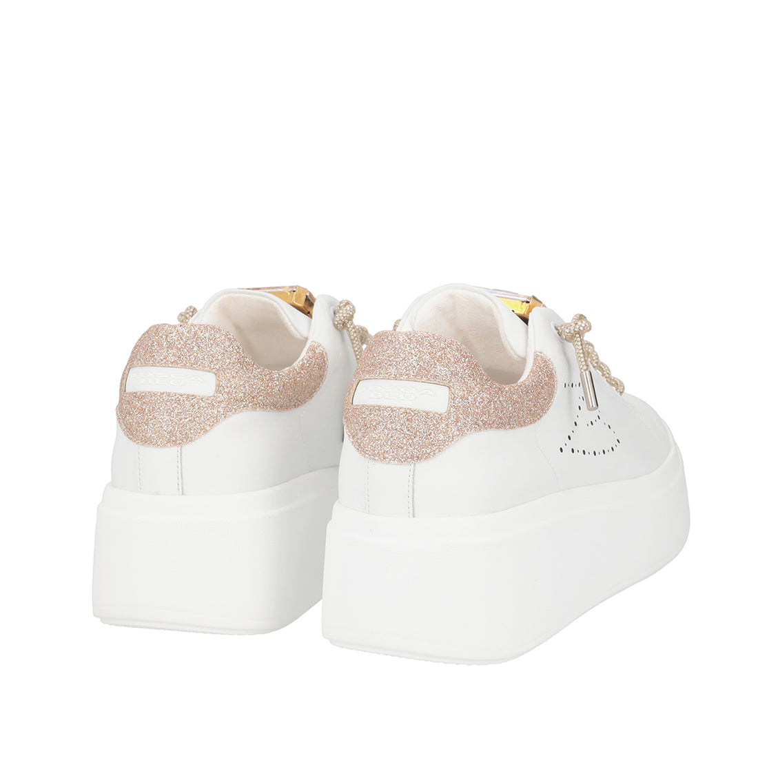 WHITE/GOLD VANITY SNEAKER WITH STONE AND RHINESTONES LACE