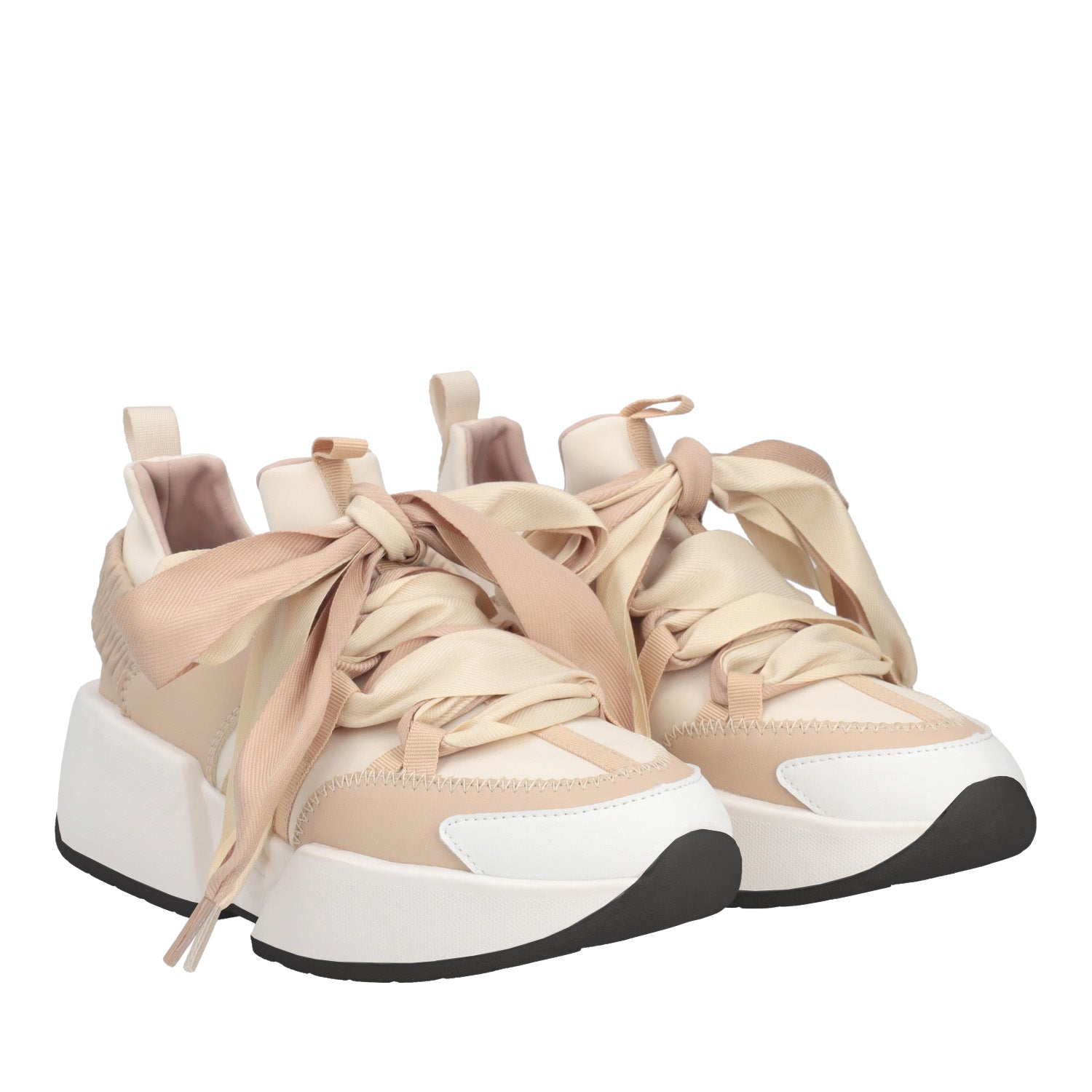 BEIGE ASTRID SNEAKER WITH DOUBLE FABRIC LACE