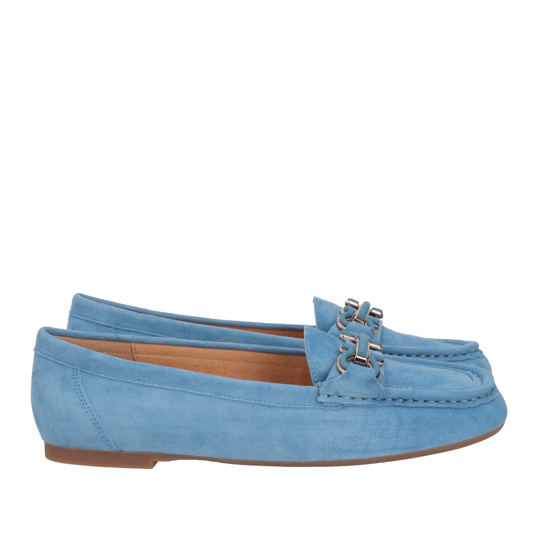 LIGHT BLUE CARMEN LEATHER MOCCASIN WITH CLAMP