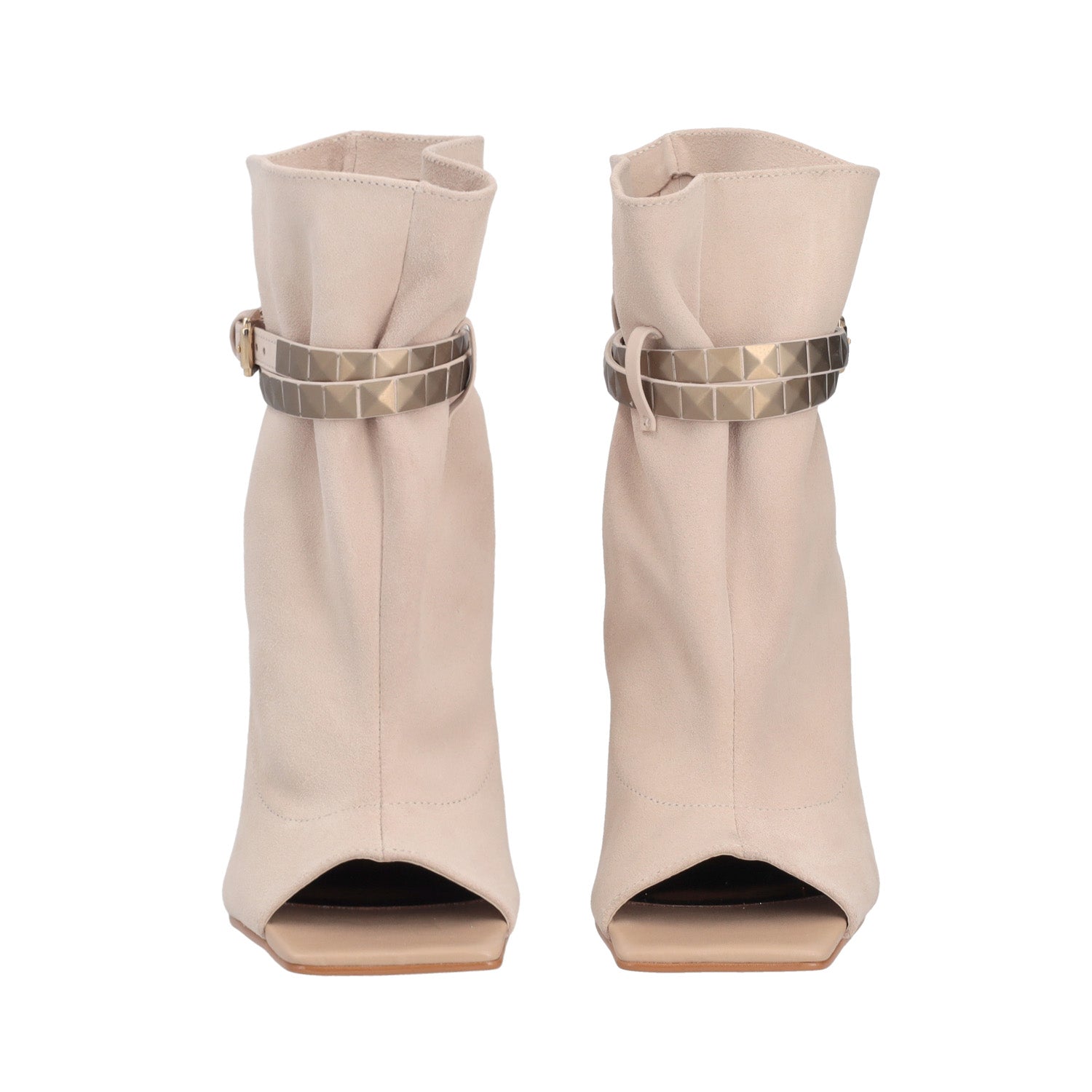 BEIGE GISELLE ANKLE BOOTS WITH STUDS