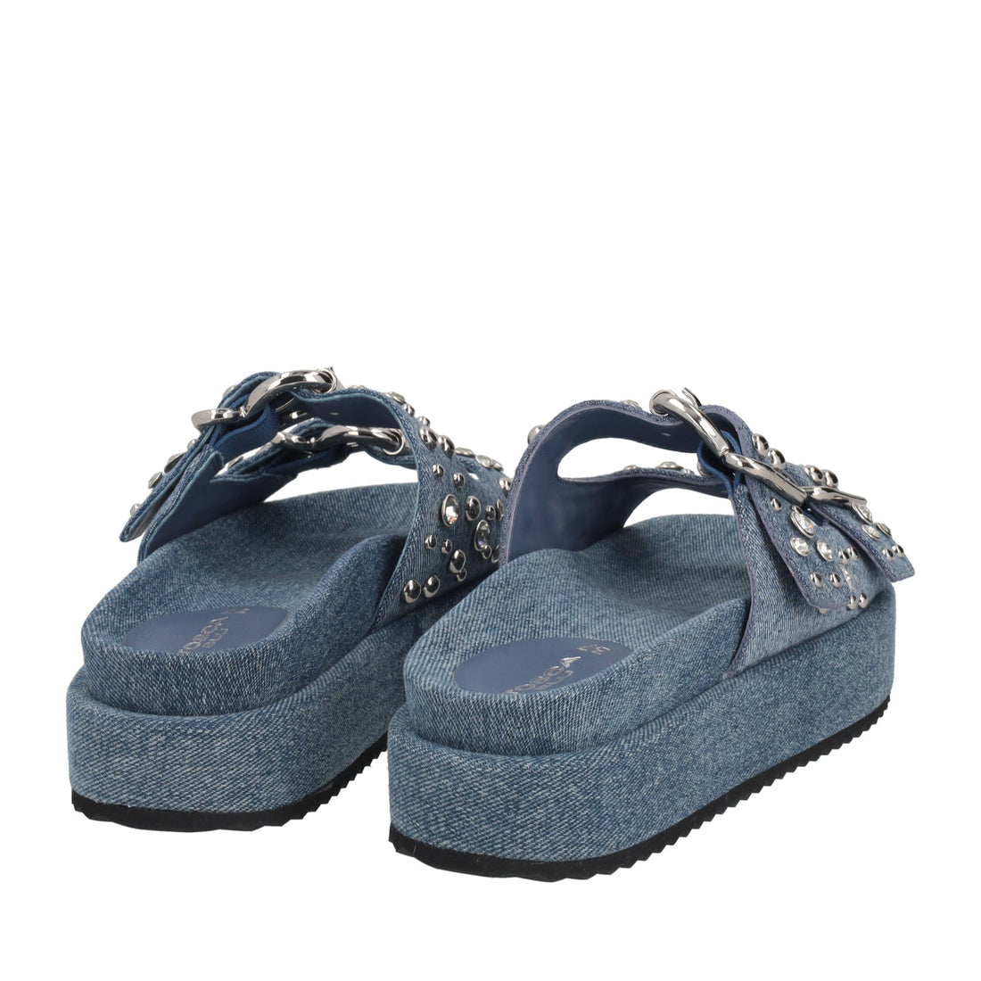 BLU JEANS MARGARET SLIPPERS IN JEANS WITH STUDS