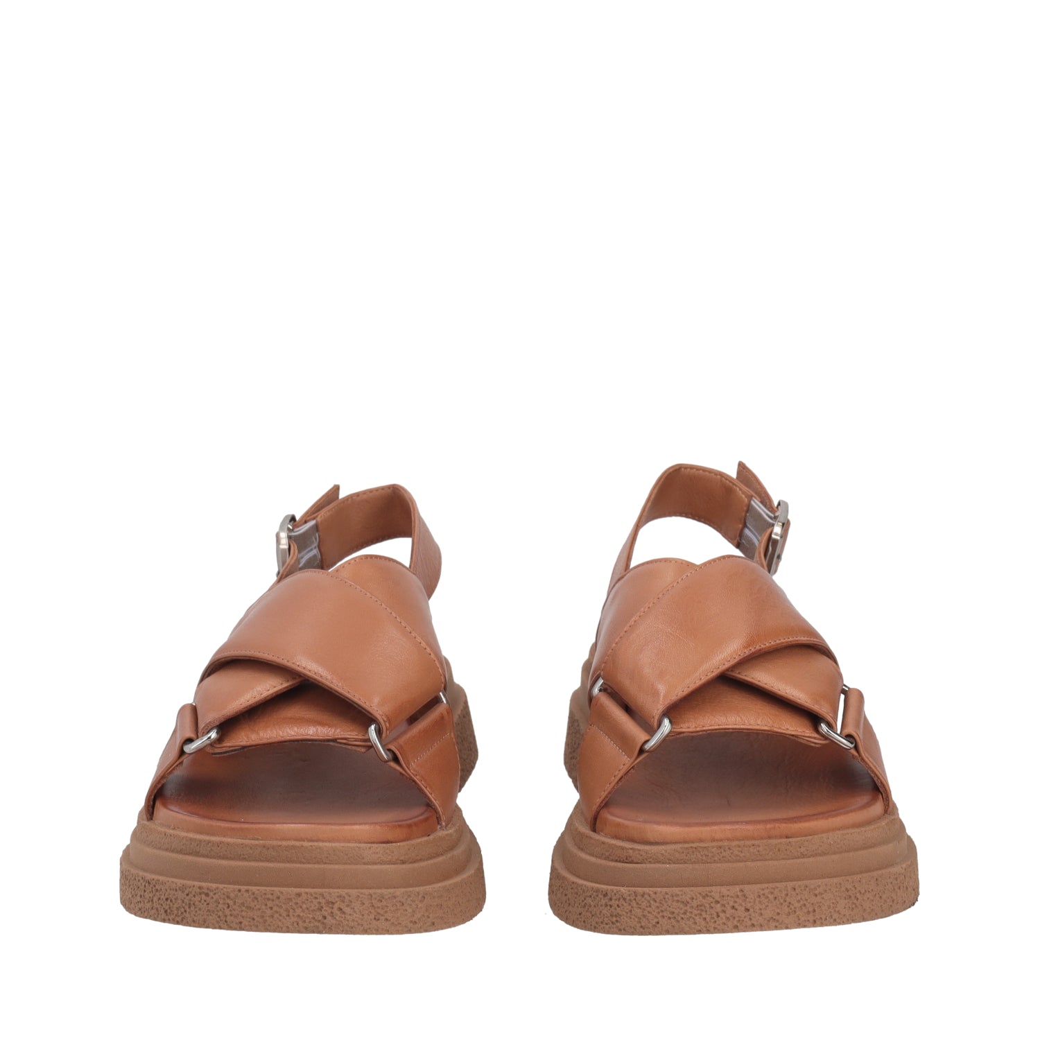TAN MARTINA SANDAL WITH CROSSED STRAPS