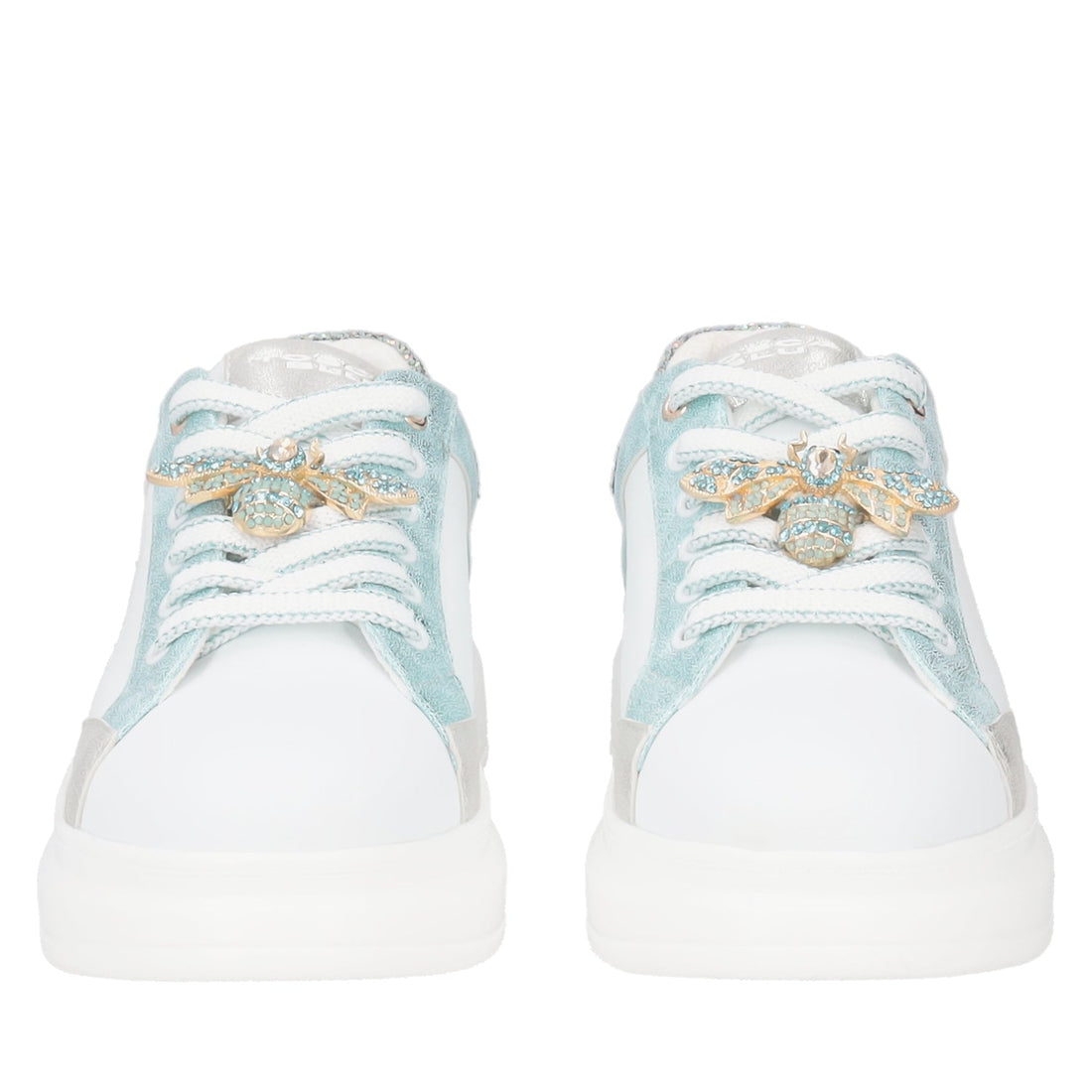 WHITE/AQUA BELLATRIX LEATHER SNEAKER WITH ACCESSORY