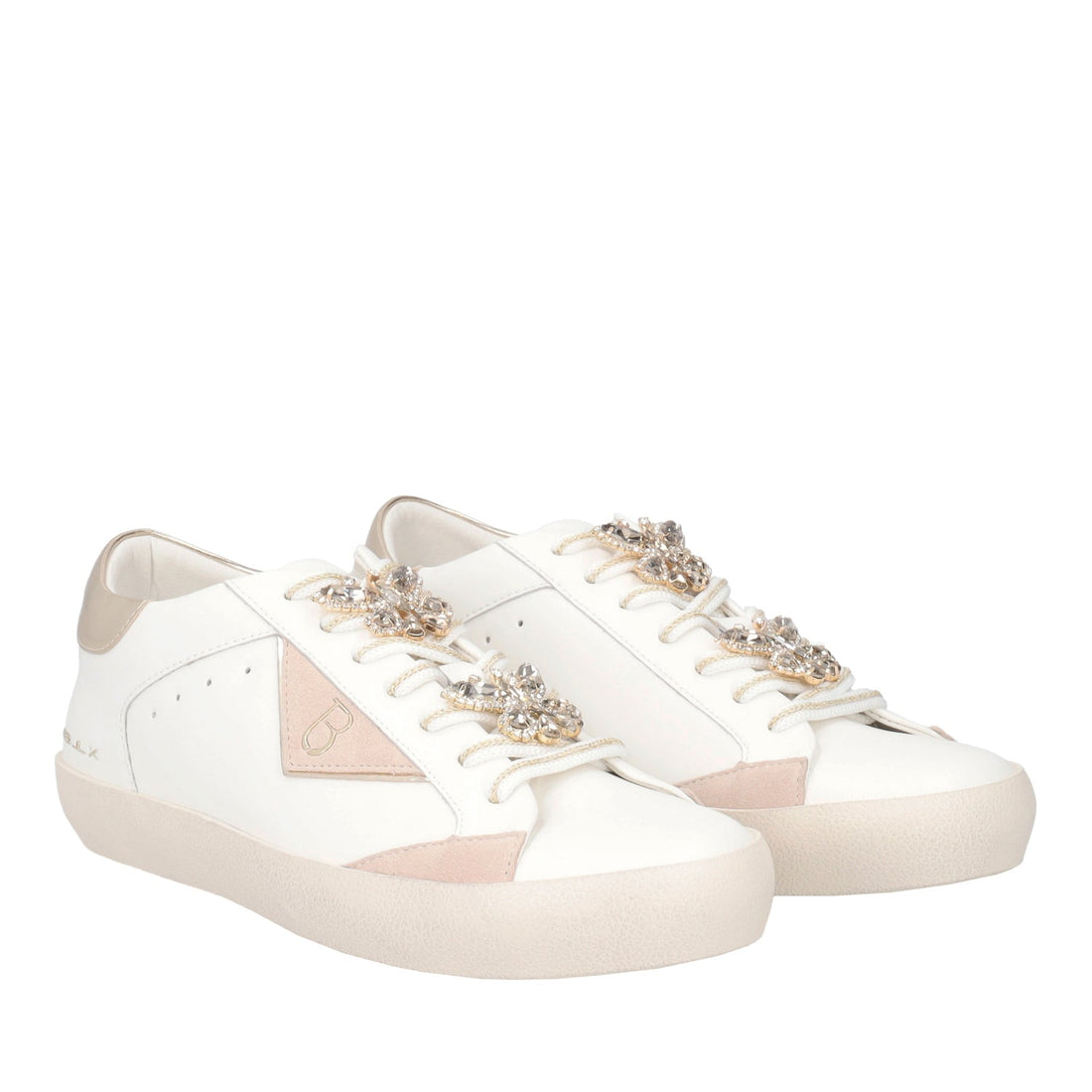 MILK/GOLD SIRIUS SNEAKER WITH JEWEL BUTTERFLIES